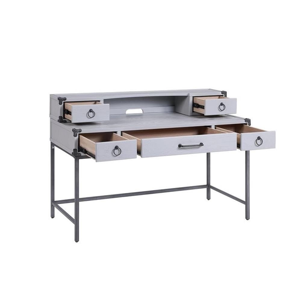 Acme Orchest 3-Drawer Wooden Desk Table in Gray - Modern Home Office Furniture for Study & Work