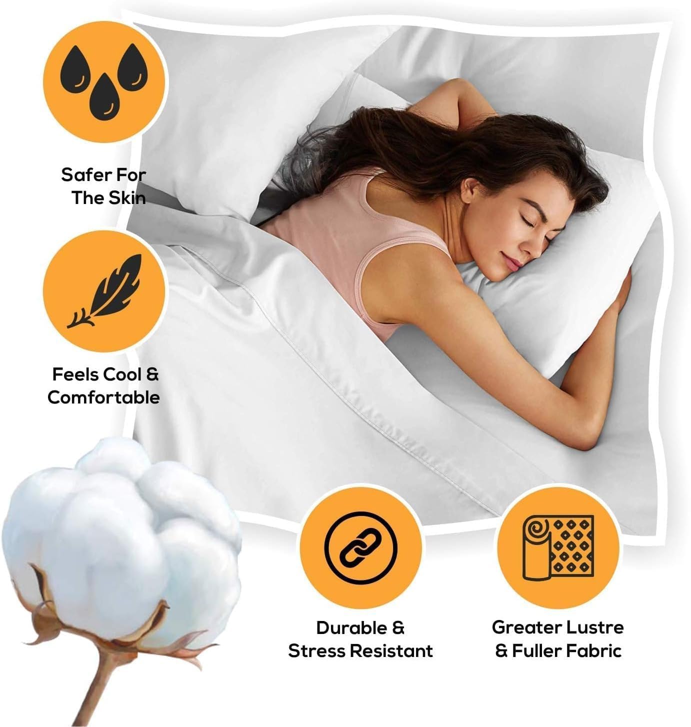 Luxury 1500-TC Egyptian Cotton Queen Sheets - Hotel Quality Bedding for Deep Pockets (60x80) - Perfect for Guest Rooms & Upscale Homes