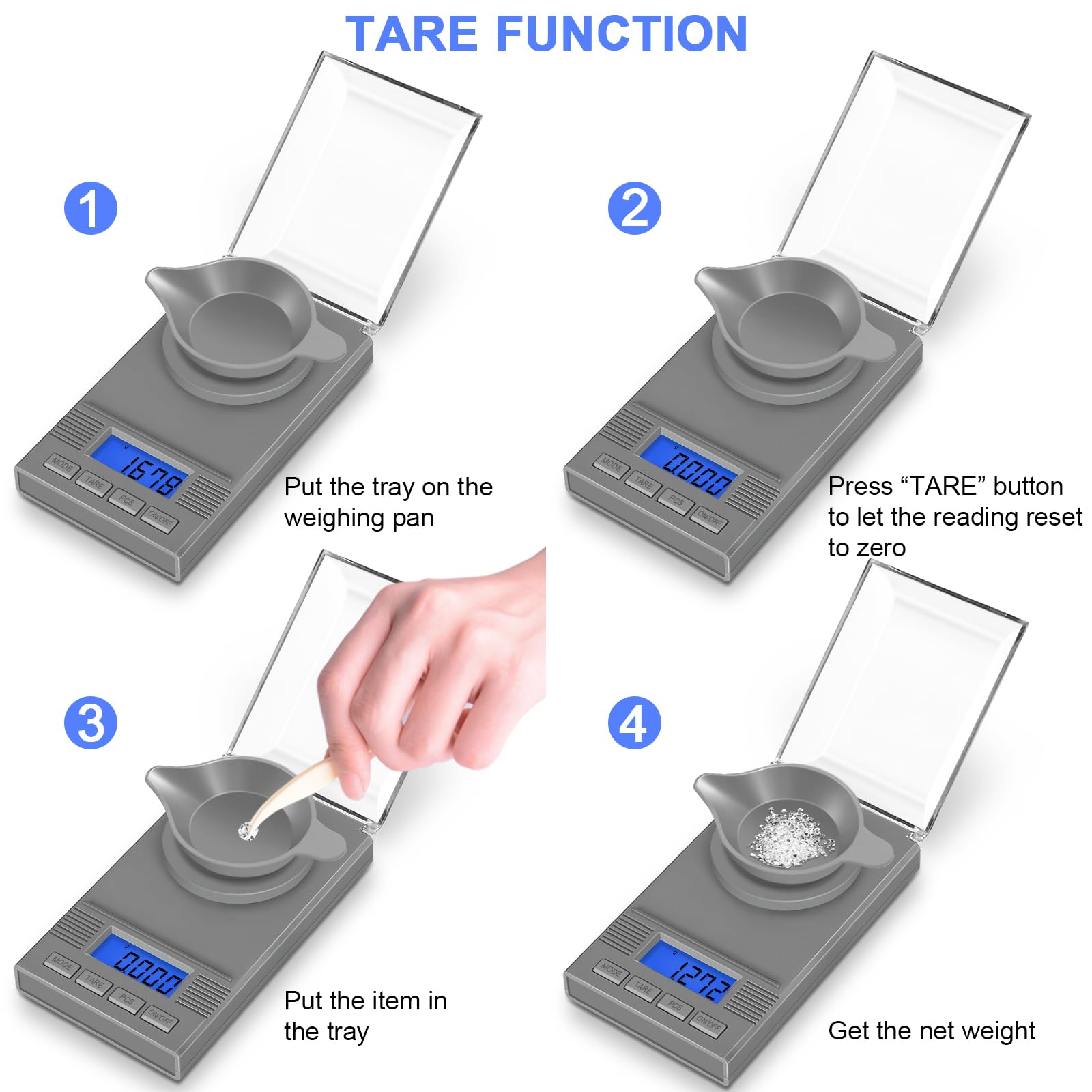 Fuzion 50g x 0.001g Precision Digital Milligram Scale with LCD Backlit Display & Tare Function - Jewelry Scale for Powder Medicine, Gemstones, Reloading | Perfect for Lab, Pharmacy & Jewelry Making