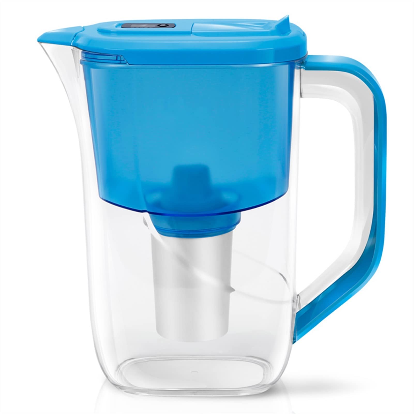 Premium 2.5L Glass Water Filter Pitcher with Activated Carbon - BPA Free Alkaline Water Purifier Jug for Clean Drinking Water | Perfect for Kitchen, Office & Home Use (Blue)