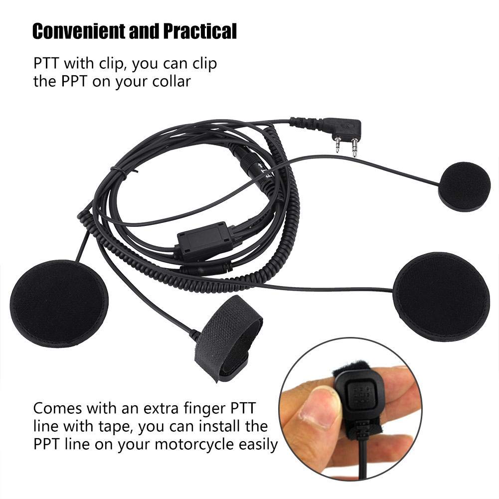 Motorcycle Helmet Headset with PTT & Microphone - Compatible with Two-Way Radios & Walkie Talkies - Ideal for Riding, Group Tours & Off-Road Adventures