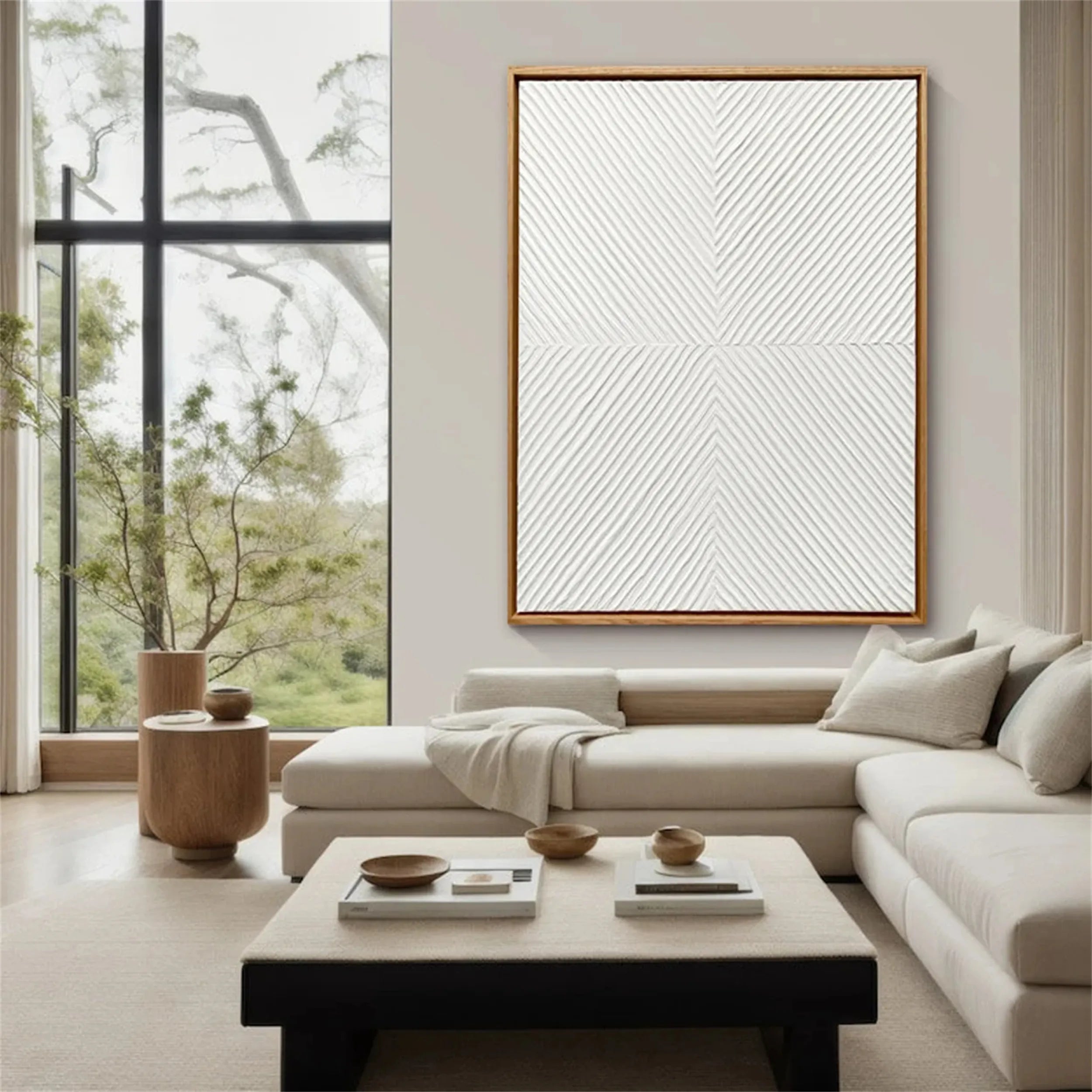 White Minimalist Textured Painting Canvas - Modern Abstract Wall Art for Living Room, Bedroom & Office Decor | High-Quality Stretched Canvas #MM206
