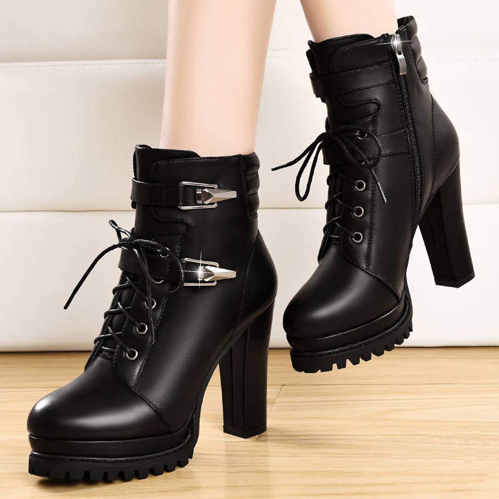 Stylish Women's Heeled Boots - Suede Lace-Up Riding Boots with Tie Heel for Winter | Perfect for Casual Outfits, Office Wear & Night Out