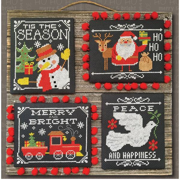Christmas Cross Stitch Pattern for Chalkboard Greetings - DIY Holiday Decor, Festive Wall Art, Handmade Gift Idea