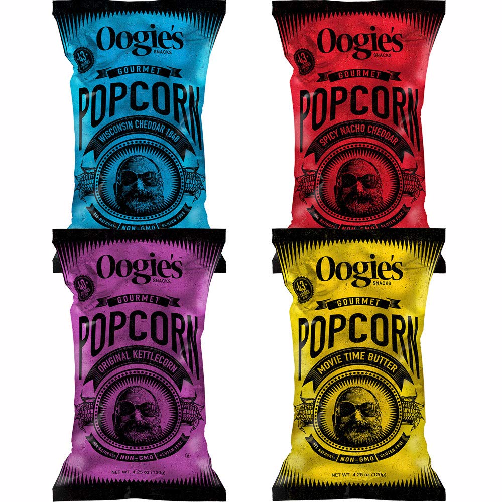 Oogie's Gourmet Popcorn - 4 Pack Variety Flavor Snacks | Gluten Free, Non-GMO | 4.25oz Big Bags | Perfect for Movie Nights, Parties & Office Snacking