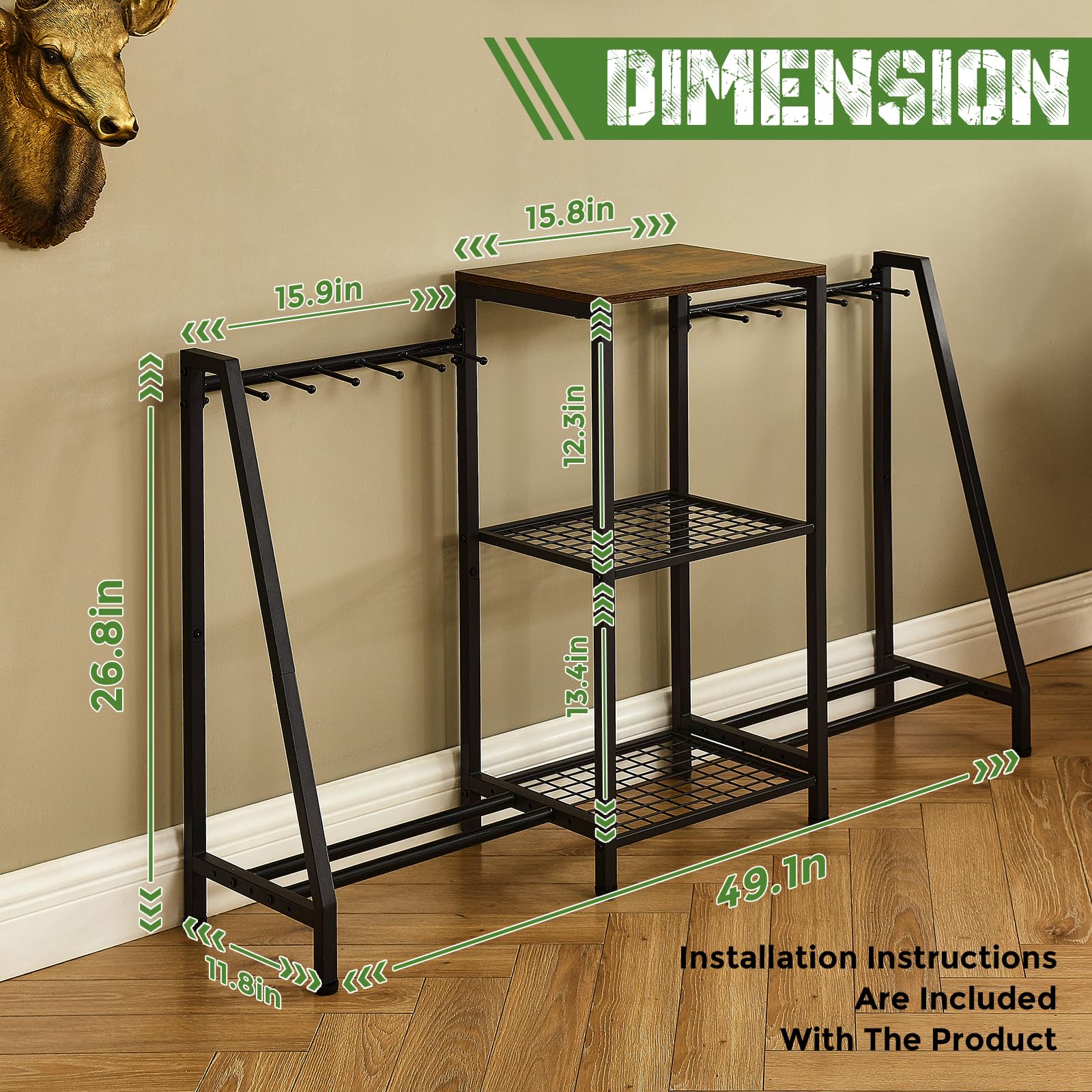 Heavy Duty Gun Rack - Rifle Storage Organizer for 10 Long Guns & Accessories | Indoor Standing Floor Shotgun Rack | Perfect for Hunting Range, Shooting Clubs & Home Security | Durable Gun Storage Solution for Firearm Enthusiasts