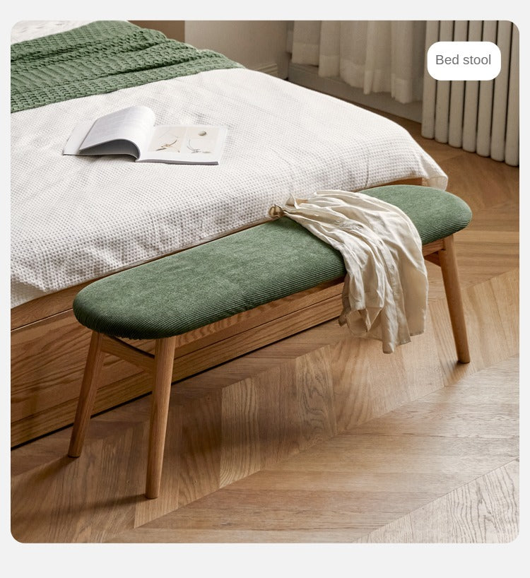 Solid Oak Wood Bench with Soft Cushion - Durable & Comfortable Seating for Living Room, Bedroom, or Entryway