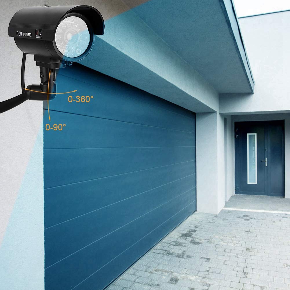 Fake Security Camera with LED Light - Realistic Dummy CCTV Surveillance Camera (3-6 Month Battery Life) for Home, Office & Store Theft Deterrent | Indoor/Outdoor Use
