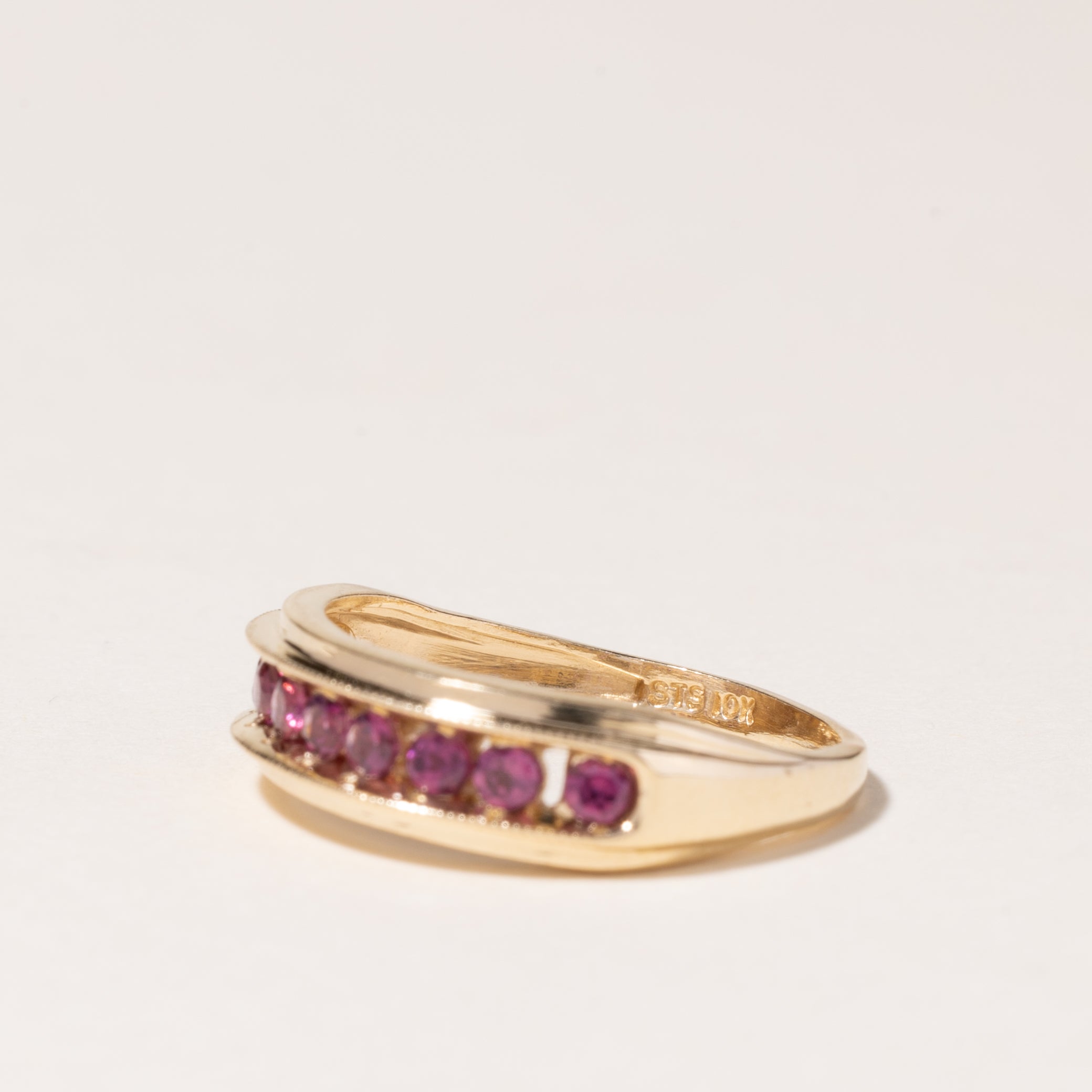 10K Yellow Gold Pink Tourmaline Ring for Women | 0.30ctw Natural Gemstone | Size 6.5 | Elegant Stackable Band for Everyday Wear, Anniversary Gift, or Special Occasion