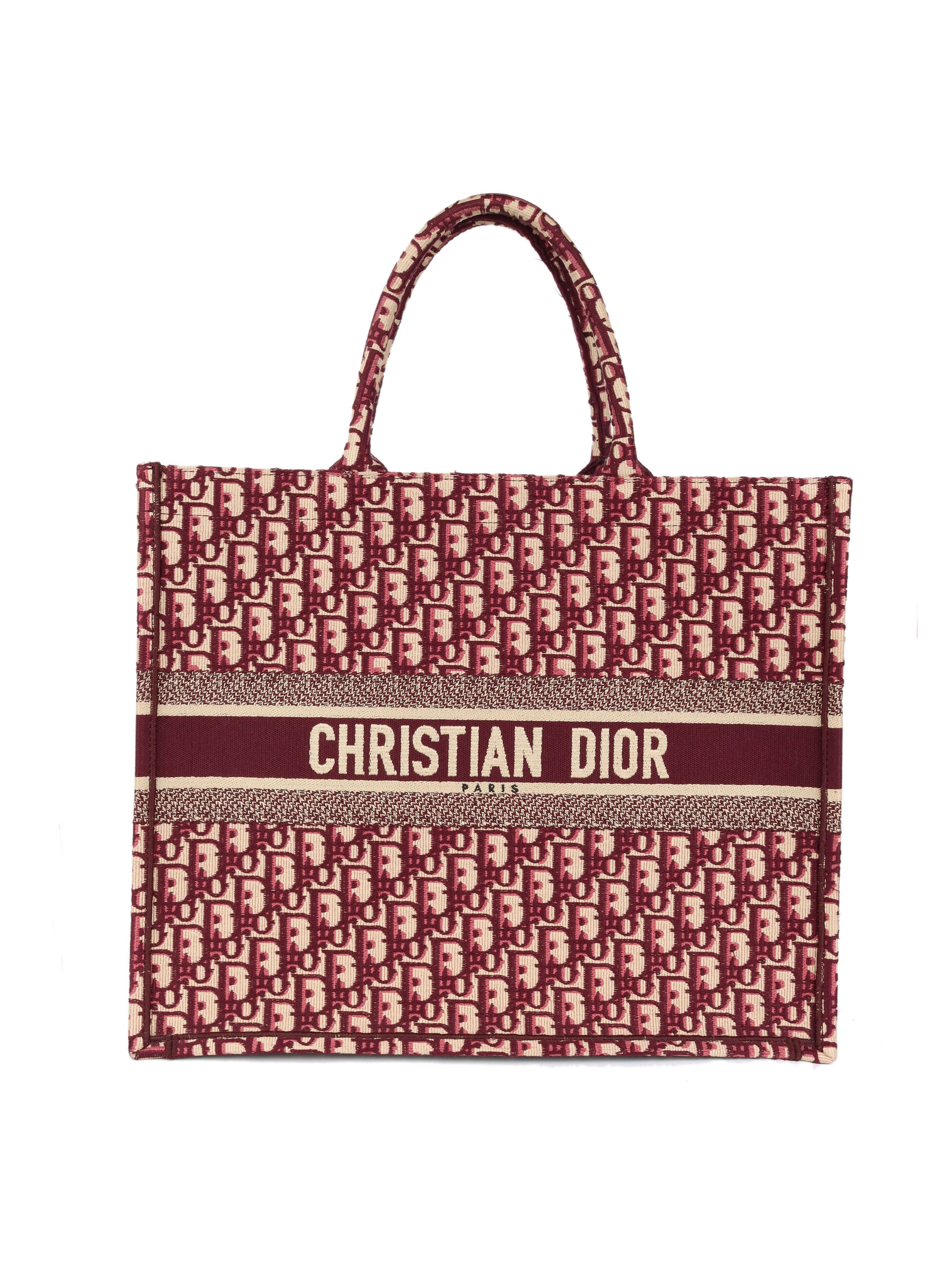Dior Large Burgundy Oblique Book Tote Bag - Luxury Designer Handbag for Women, Perfect for Work, Travel & Everyday Use