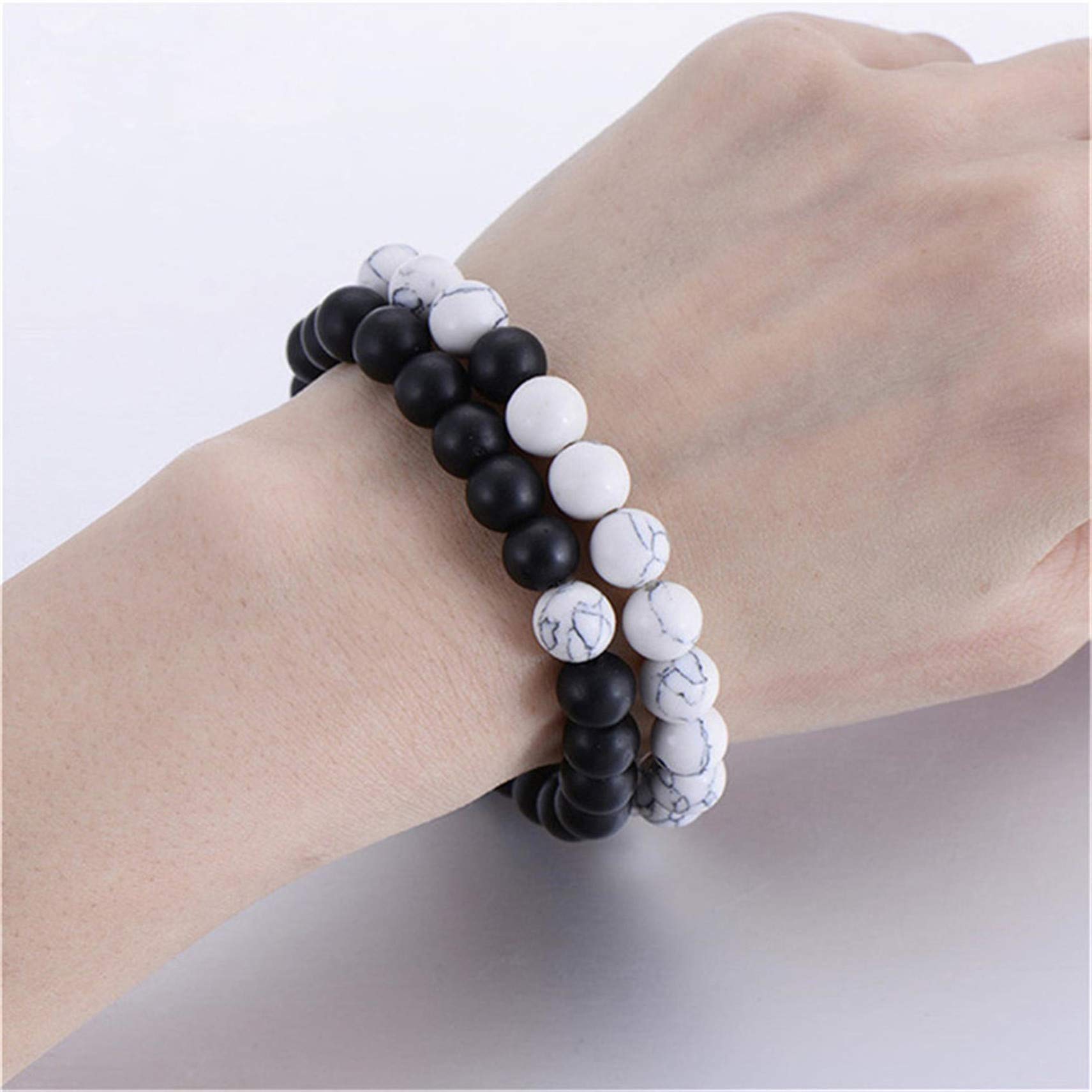Lava Couples Bracelet for Women & Men - 8mm Natural Bead His & Hers Bracelet, Elastic Lava Rock Yoga Bracelet for Long Distance Relationships - Perfect for Anniversary Gifts, Couple Matching Jewelry & Meditation Accessories