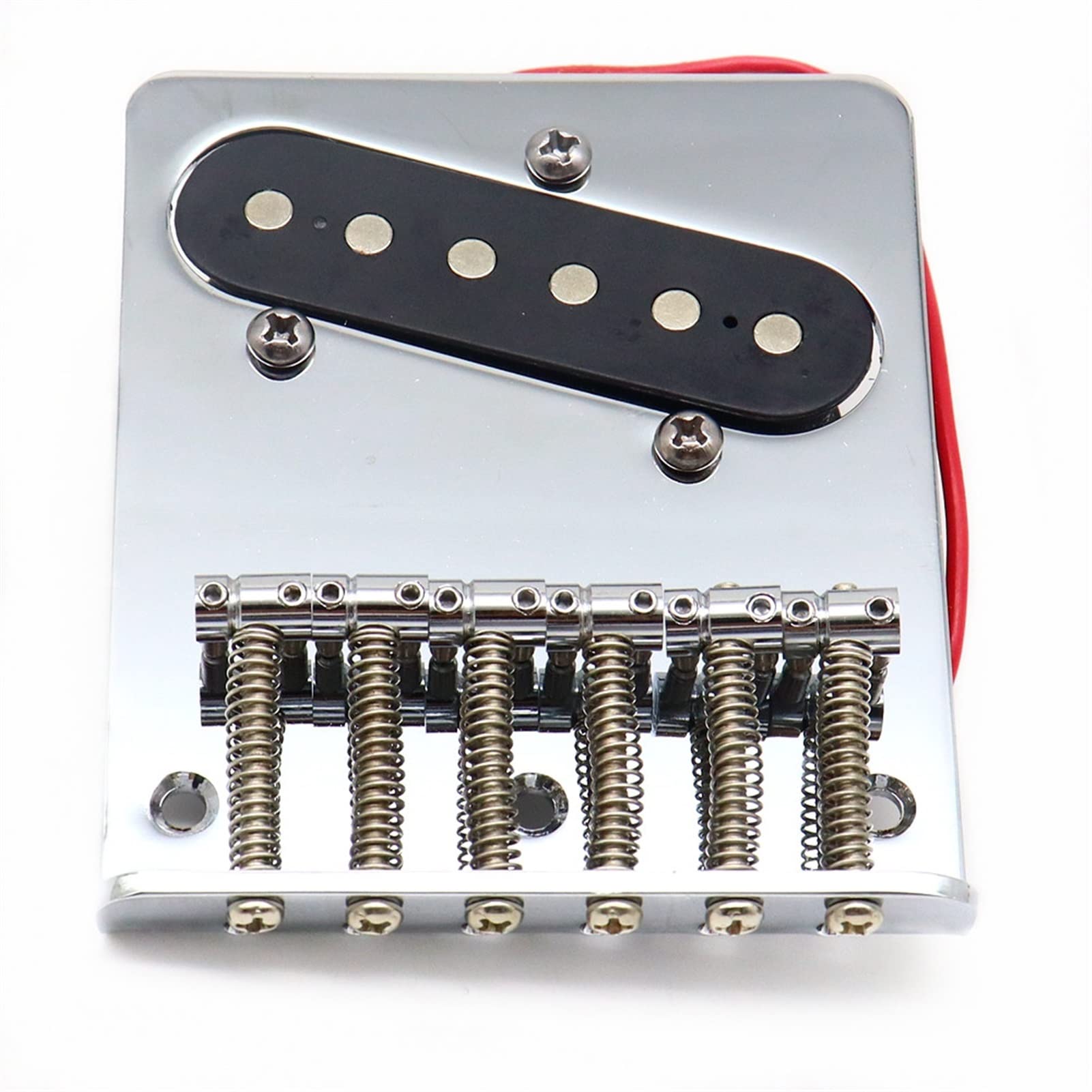 6-Saddle Electric Guitar Bridge with Pickup - Chrome Replacement Bridge for TL Guitar | Perfect for Guitar Upgrades & Repairs