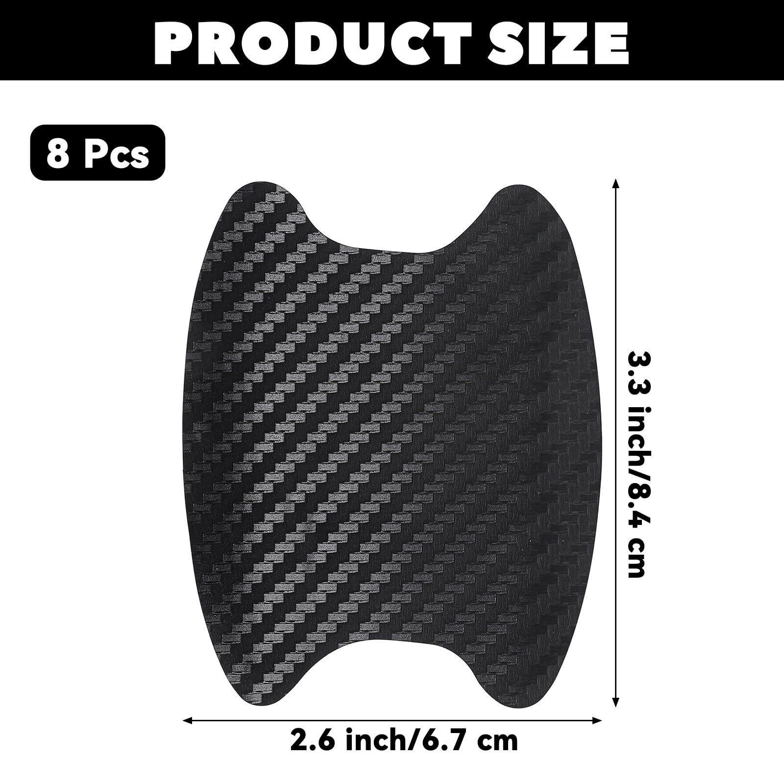 8PCS Carbon Fiber Car Door Handle Protector - Scratch Resistant, Waterproof, Non-Marking Paint Guard Film | Universal Fit for Most Vehicles | Perfect for Parking Lots, Car Washes & Daily Protection (Black)
