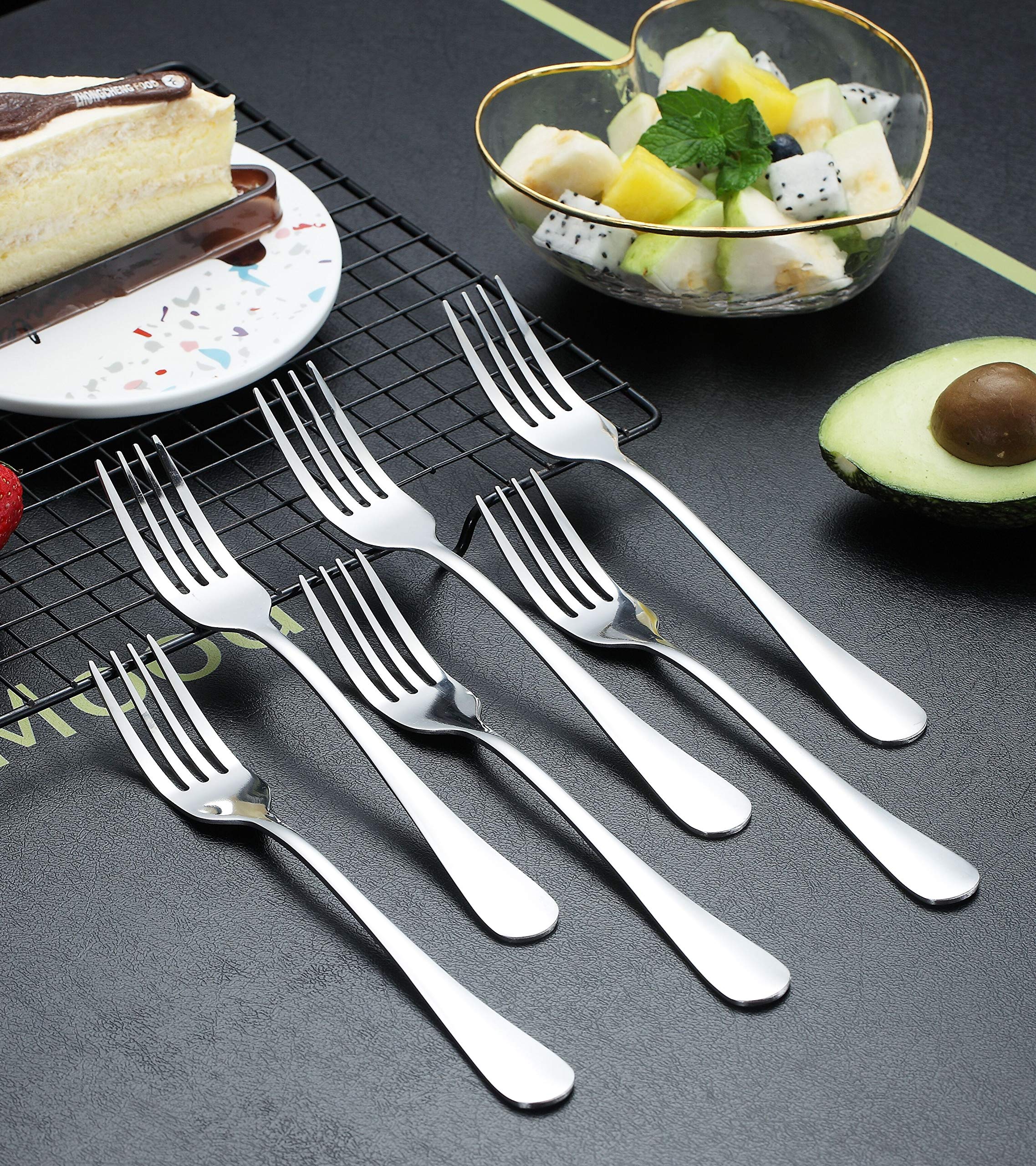 Premium Kyraton 6-Piece Stainless Steel Dinner Forks Set - 8.17 Inch Elegant Silverware for Fine Dining, Restaurants & Home Entertaining
