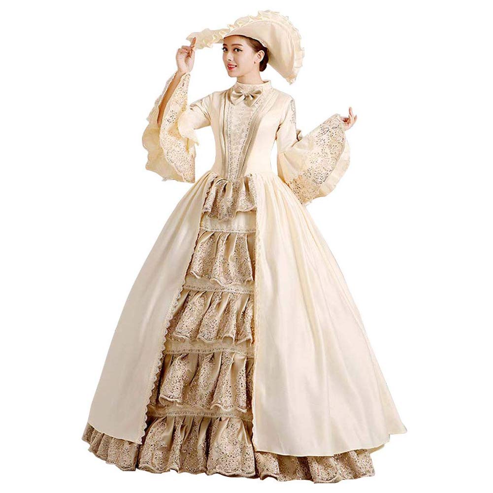 CountryWomen Women's Gothic Victorian Party Dresses Ball Gowns - Elegant Lace Long Sleeve Formal Gowns for Halloween, Cosplay, and Evening Events