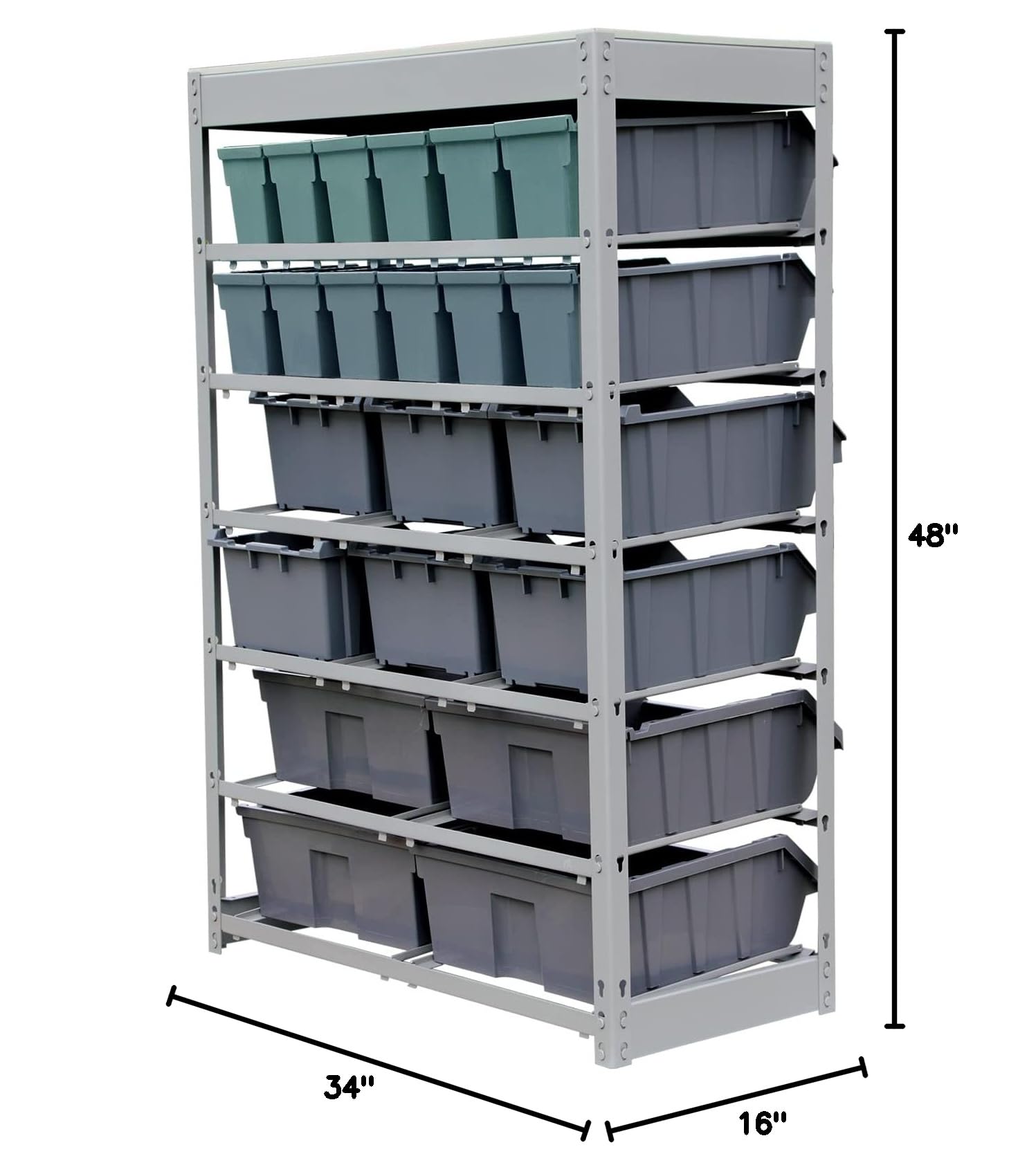 King's Rack Heavy Duty Steel Storage Organizer with 22 Plastic Bins - 6-Tier Shelving Unit for Garage, Warehouse & Home Organization | Durable Storage System for Tools, Toys & Supplies