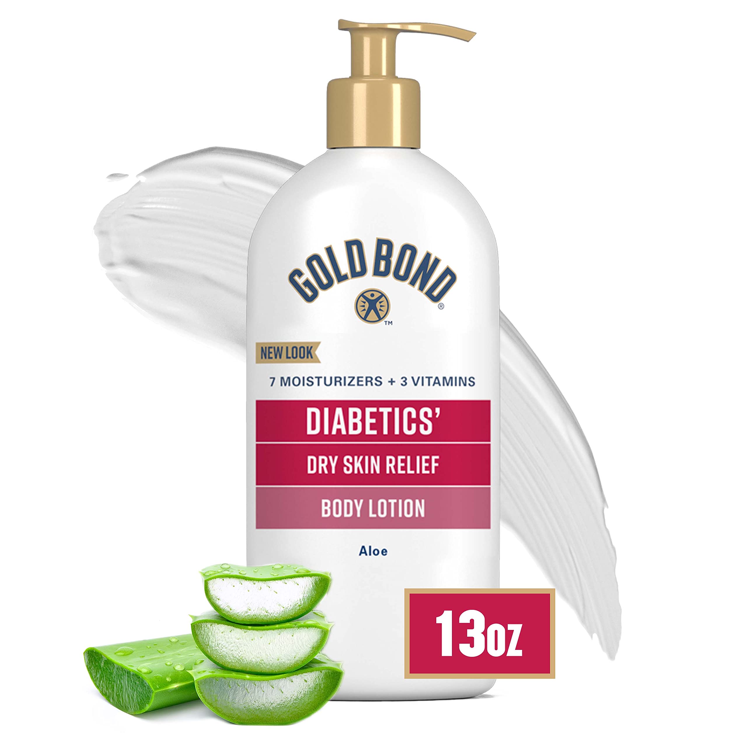 Gold Bond Diabetics' Dry Skin Relief Body Lotion - 13 oz, Aloe-Infused Moisturizer for Soothing Hydration | Ideal for Sensitive Skin & Diabetic Care