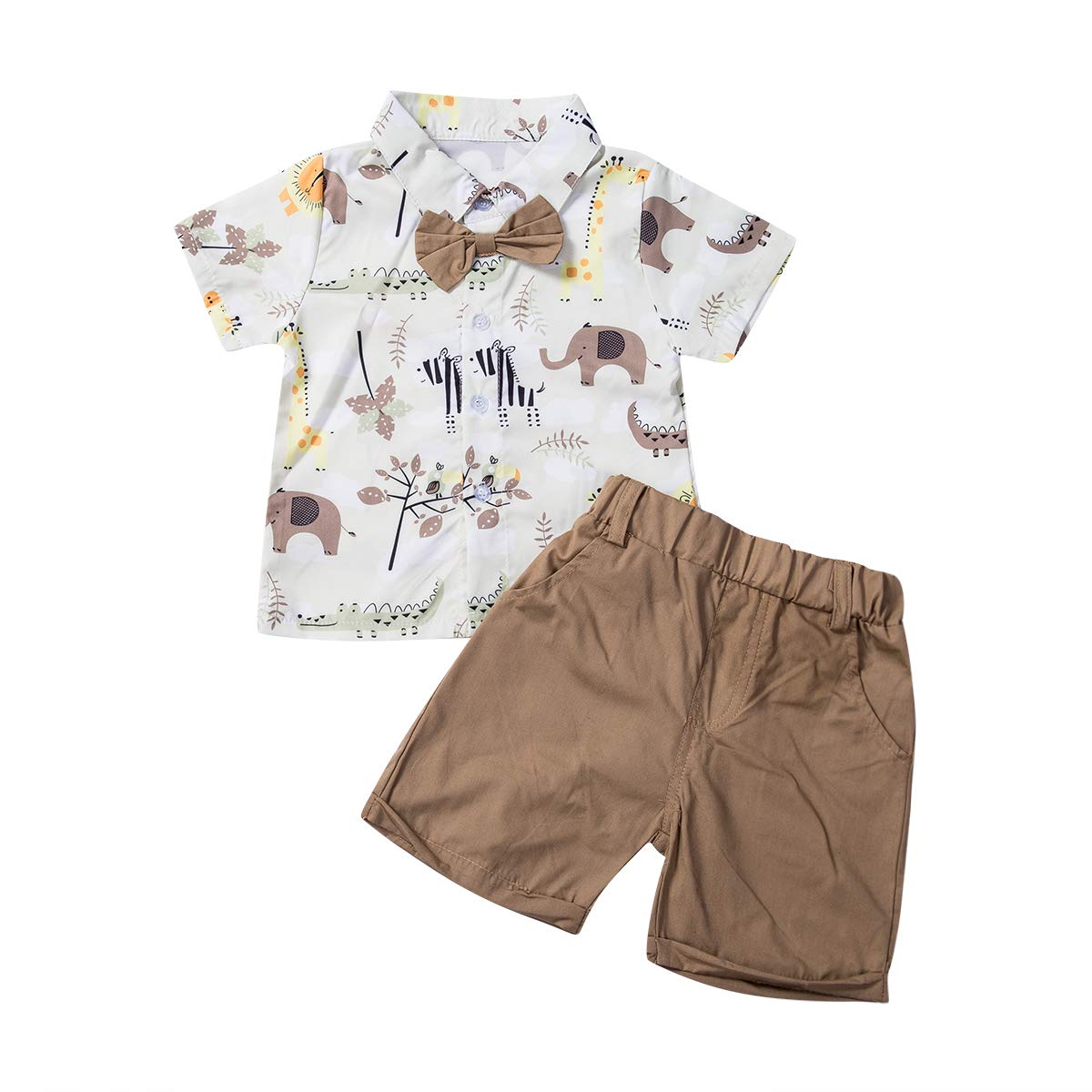 Boys' Summer Short Sleeve Button Down Shirt & Shorts Set - Cute Toddler Outfit for Playdates & Beach Vacations