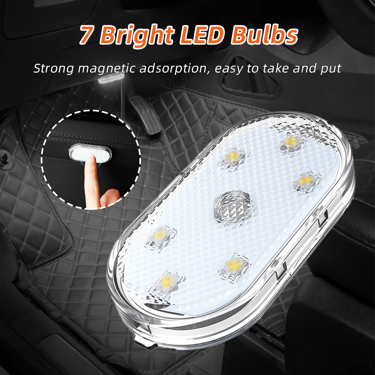 Ziciner 2-Pack Super Bright USB Rechargeable LED Interior Car Lights - Wireless Festoon Bulbs for Cars, Trucks, SUVs & Vans (Colorful) - Perfect for Mood Lighting & Night Driving