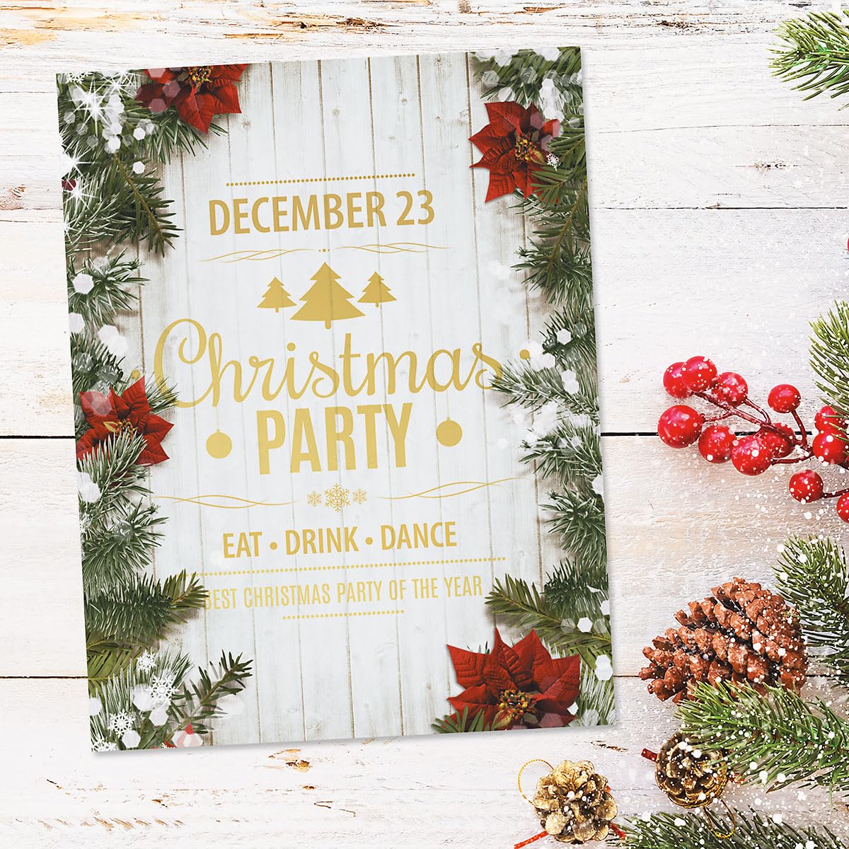 Festive Poinsettia & Pine Christmas Stationery Set - 25 Sheets Holiday Letter Paper, 8.5 x 11 Inch Printer Paper for Greeting Cards, DIY Crafts & Seasonal Decor - Current Brand Premium Quality