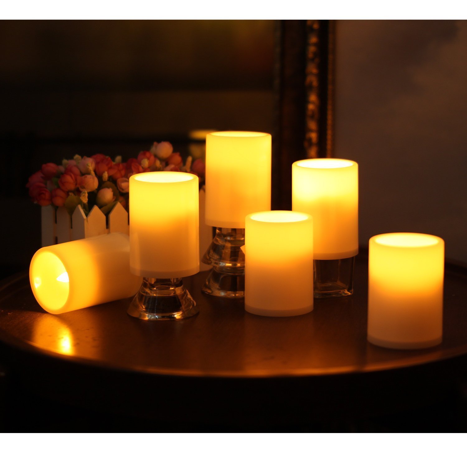 Flameless LED Pillar Candles with Timer - 10 Pack Indoor/Outdoor Battery Operated Candles for Wedding, Christmas, Holiday Decor - 4 & 8 Hour Auto Shutoff for Home, Party & Restaurant Ambiance