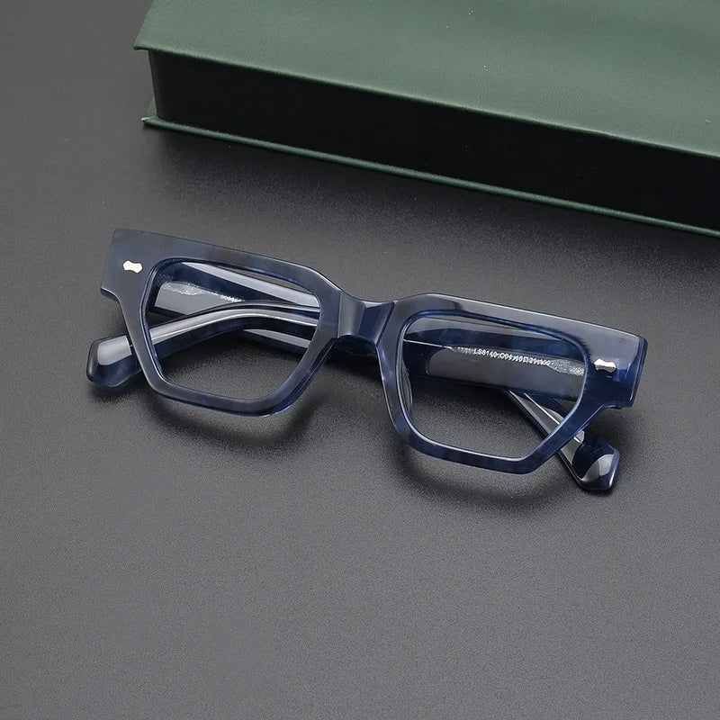 CCspace Unisex Full Rim Square Acetate Eyeglasses 57399 | Lightweight & Durable Frame | Perfect for Reading, Work & Fashion | Trendy Square Glasses for Men & Women