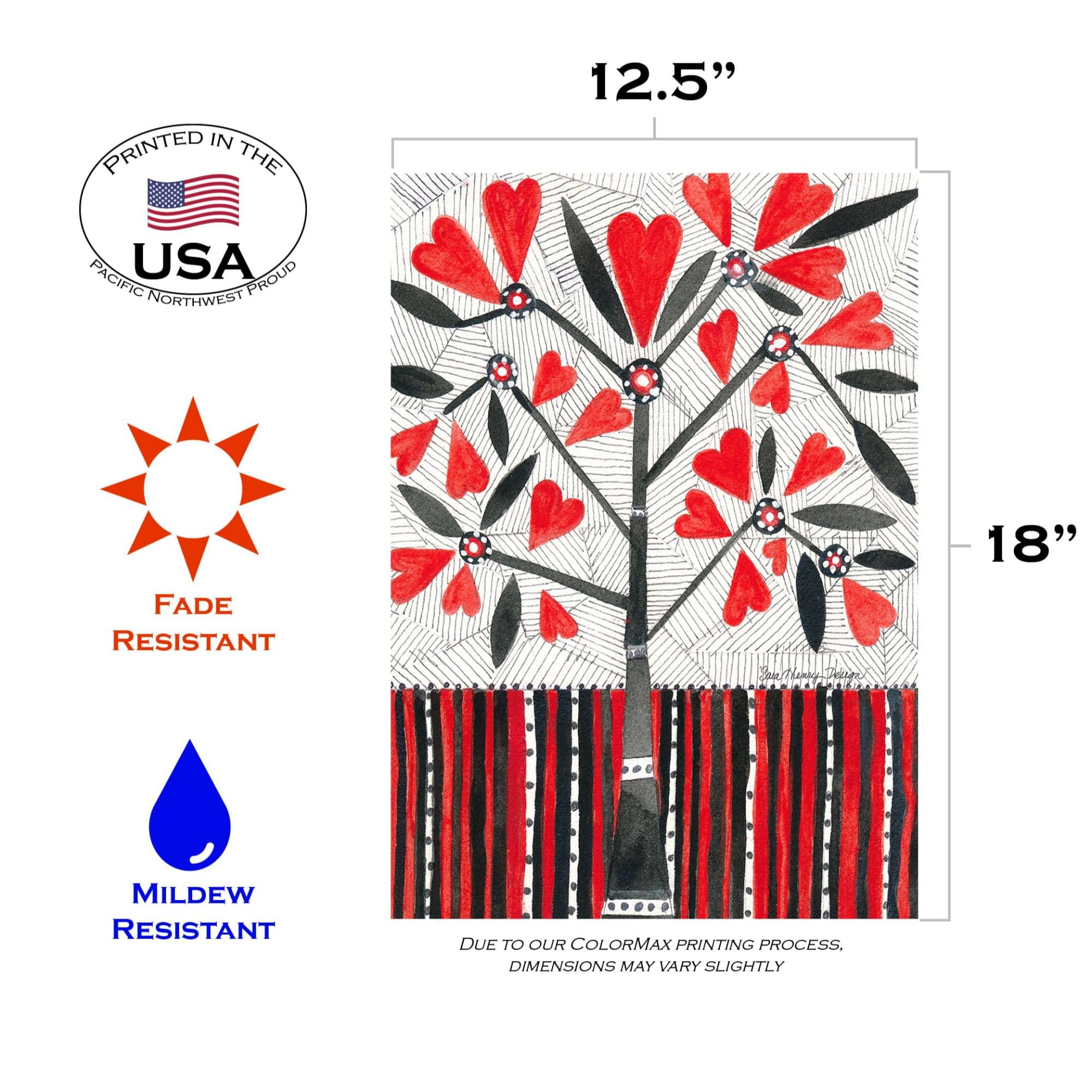 Toland Home Garden 1112480 Blooming Love Valentine Flag - 12x18 Inch Double Sided Outdoor Garden Flag for Valentine's Day Decorations | Perfect for Front Yard, Porch, and House Decoration