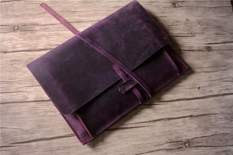 Personalized Leather MacBook 12 Inch Case Sleeve - Custom Name Engraved Laptop Sleeve for MacBook Air 12