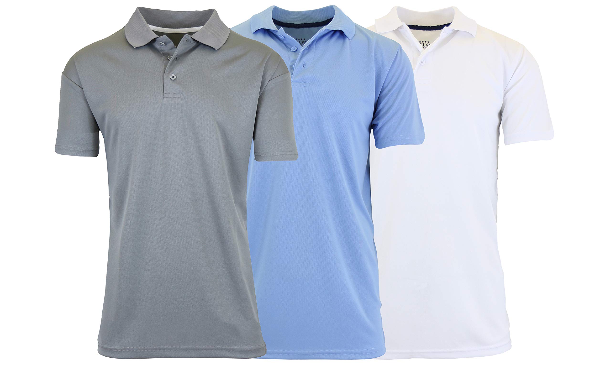 Harvic Men's Moisture Wicking Tagless Polo Shirt 3-Pack - Breathable Quick Dry Performance Shirts for Golf, Work & Casual Wear