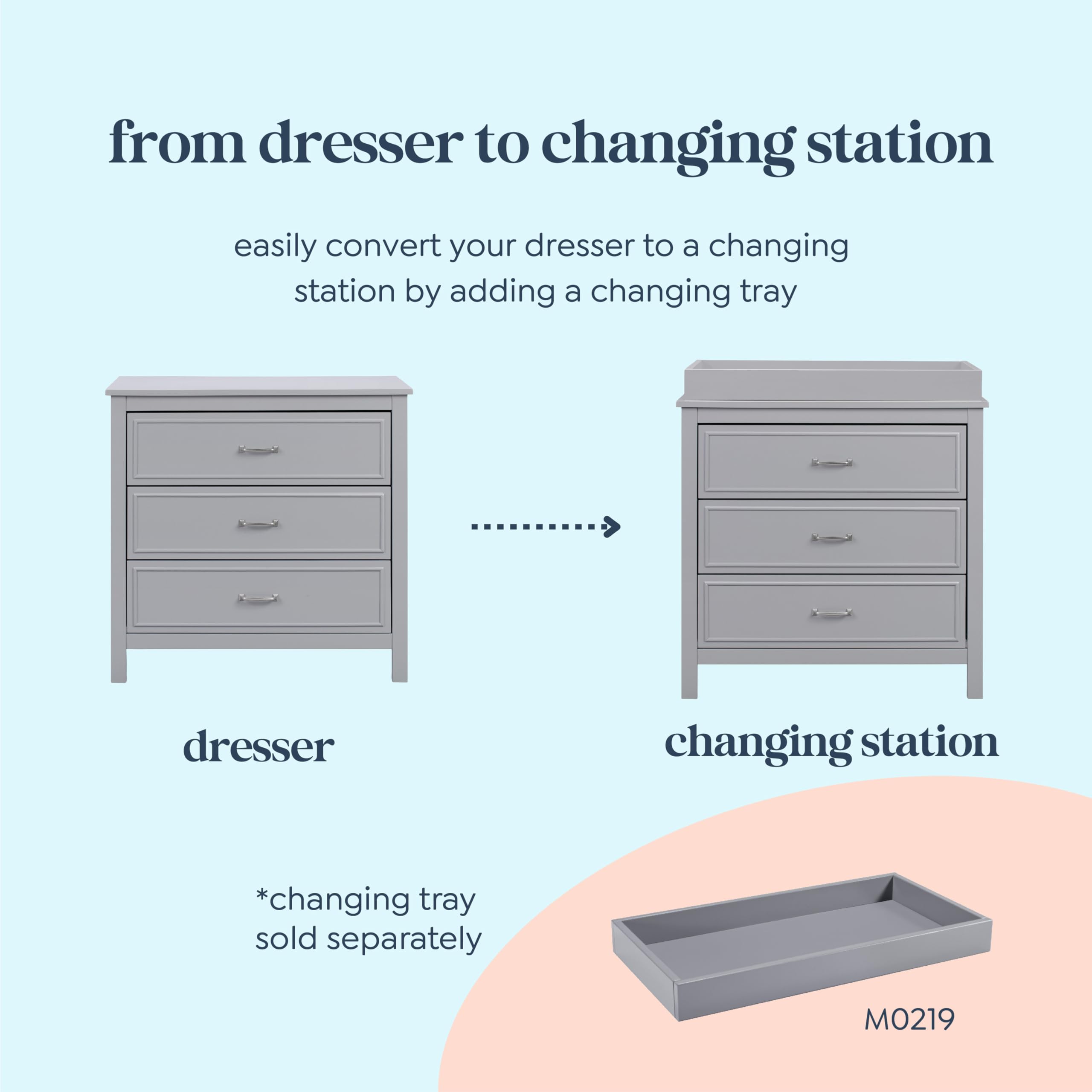 DaVinci Charlie 3-Drawer Dresser in Grey - Modern Nursery Dresser for Baby Room Organization & Storage - Perfect for Kids Bedroom, Nursery, or Playroom