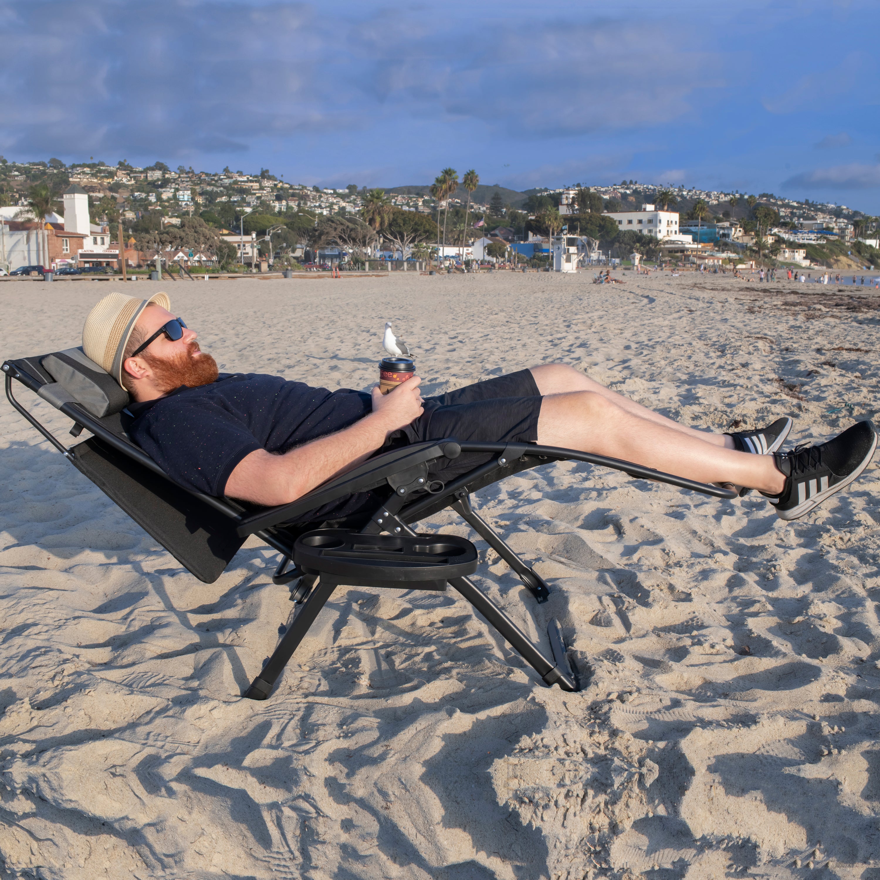 XXL Oversized Zero Gravity Recliner Chair - Heavy Duty Folding Lounge Chair with Padded Seat, Sunshade & Cup Holder for Camping, Patio, Beach, Backyard - Extra Wide Comfort for Outdoor Relaxation