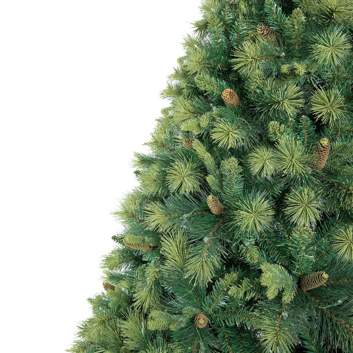 7.5ft Prelit Artificial Christmas Tree with Pine Cones & Foot Pedal - 1556 Branch Tips, 750 Warm White LED Lights & Sturdy Metal Stand - 61