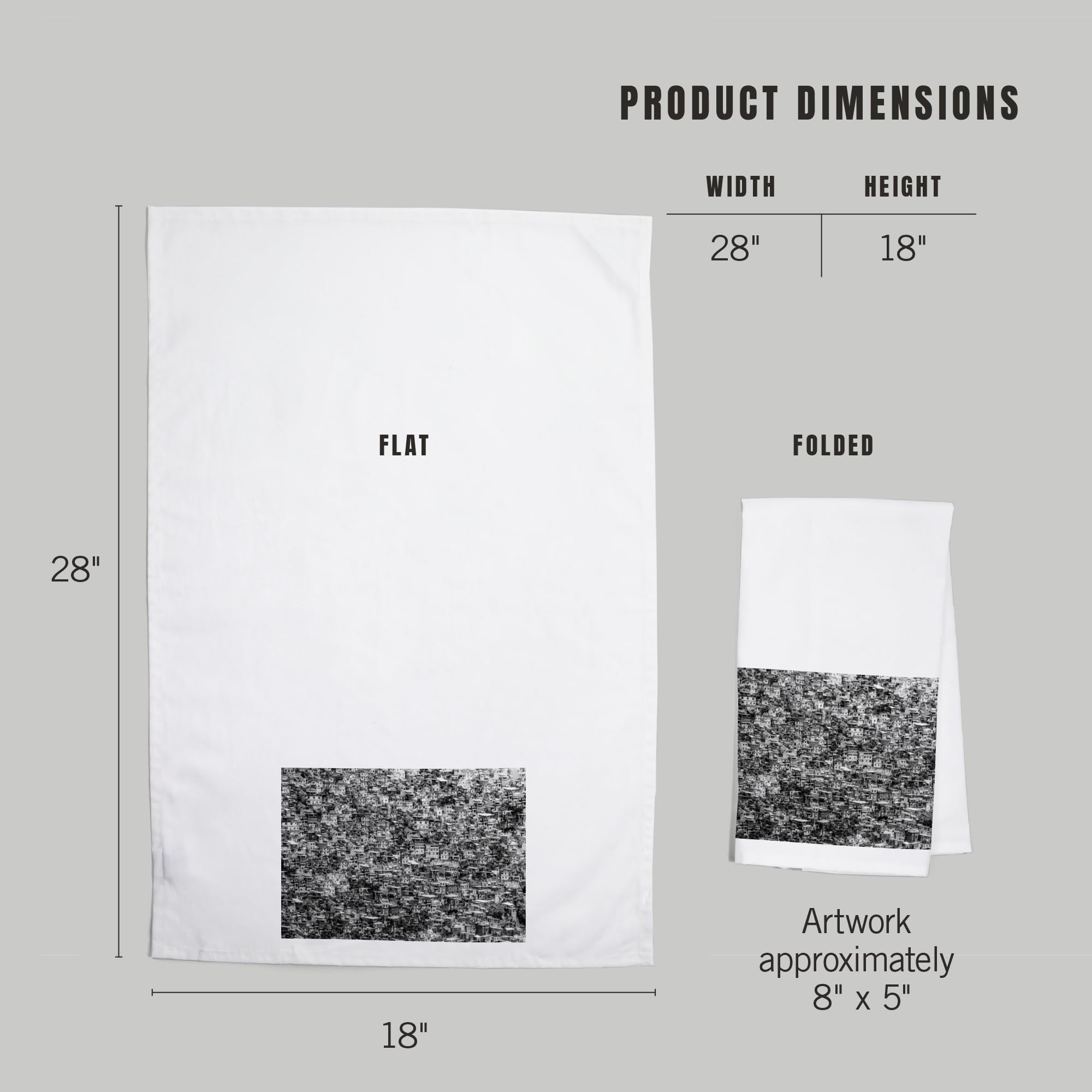 Rio De Janeiro Brazil Favelas Black and White 100% Cotton Tea Towel - Decorative Hand Towel for Kitchen & Home Decor - Perfect for Dish Drying, Gift Giving, and Farmhouse Style Decor