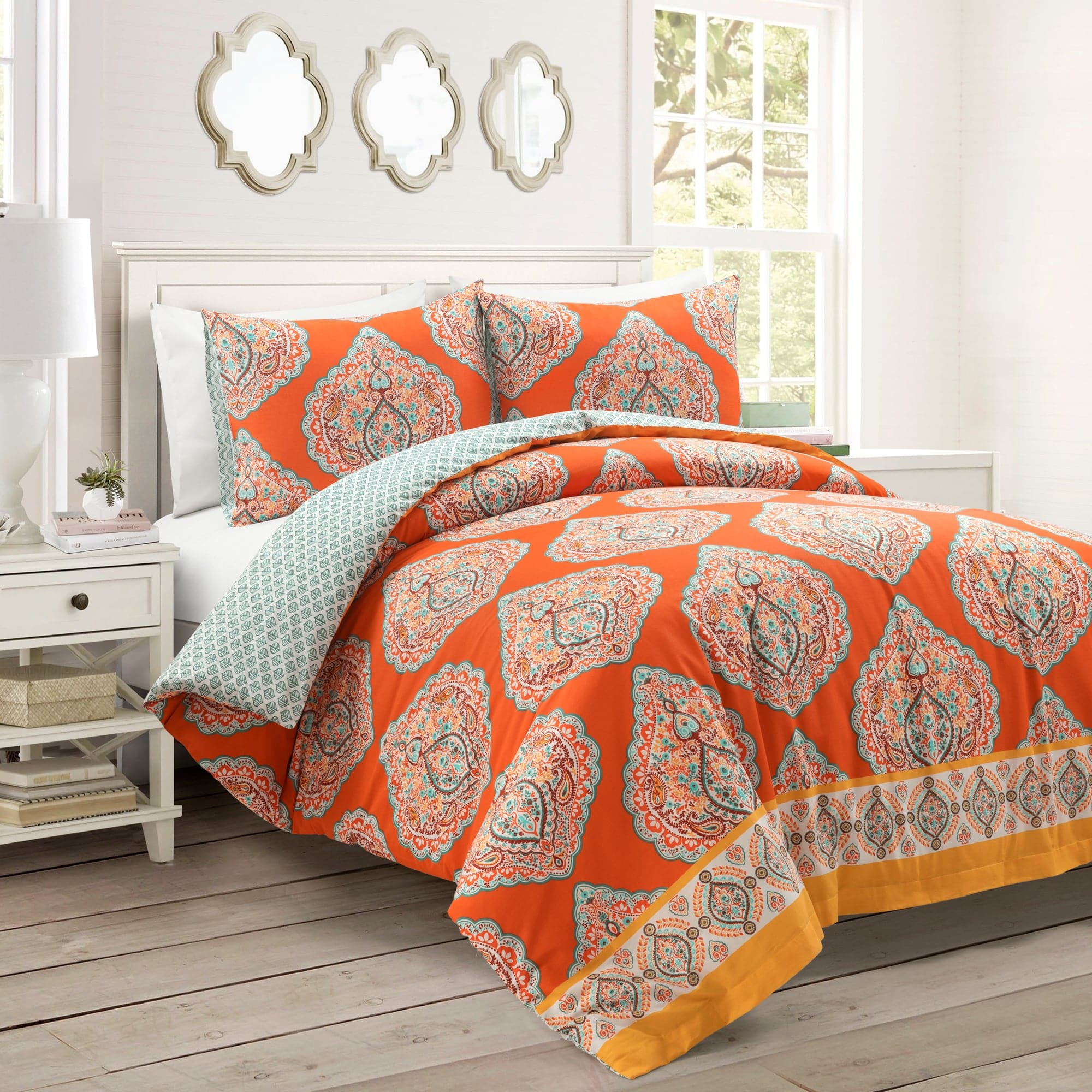 Harley Reversible Cotton Duvet Cover 3 Piece Set - Soft & Breathable Bedding Set for Queen/King Size - Perfect for Bedroom, Guest Room & Dorm Decor