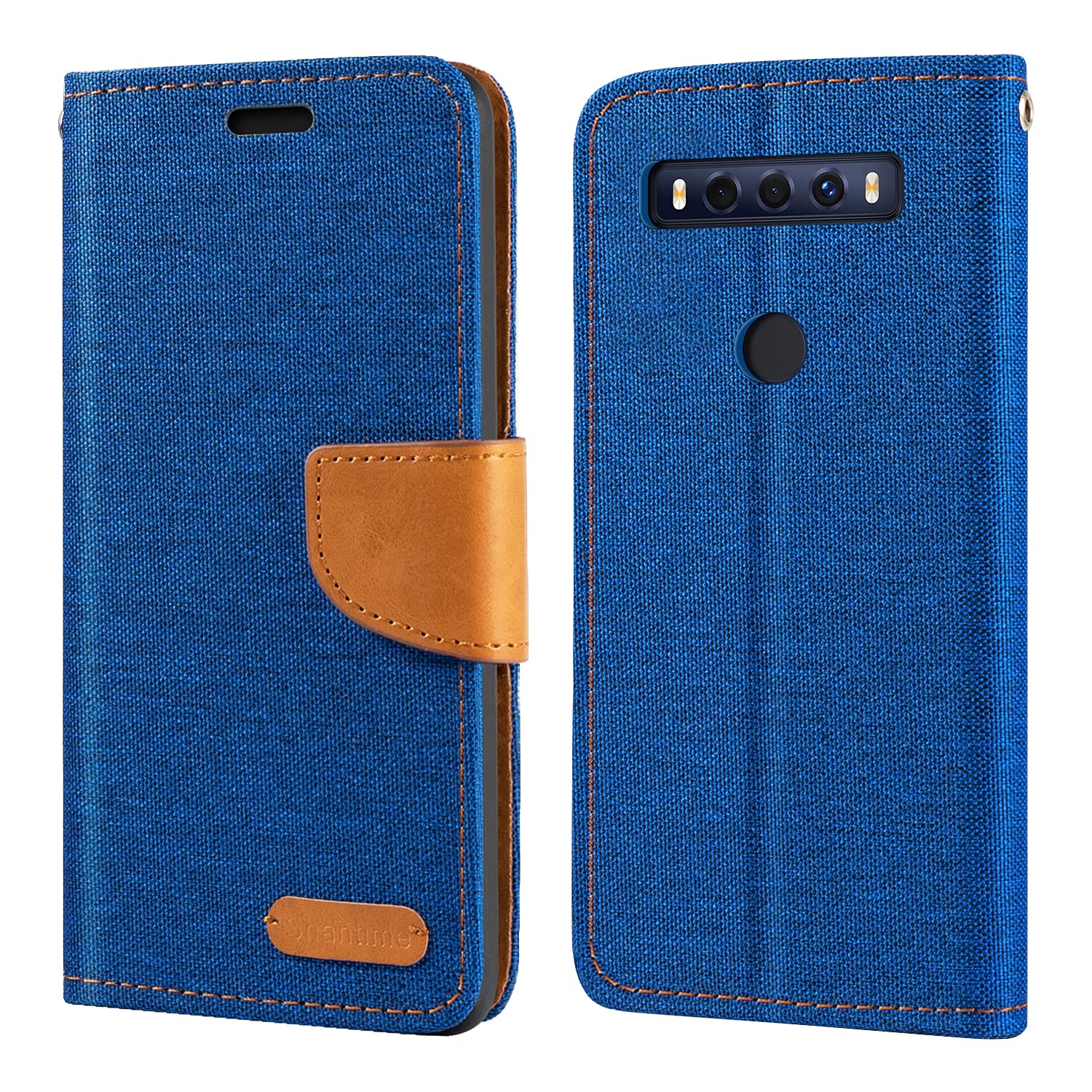 TCL 10 SE Phone Case - Premium Oxford Leather Wallet Cover with Soft TPU Back & Magnetic Closure | Perfect for Daily Use, Business Meetings & Travel Protection (Blue)