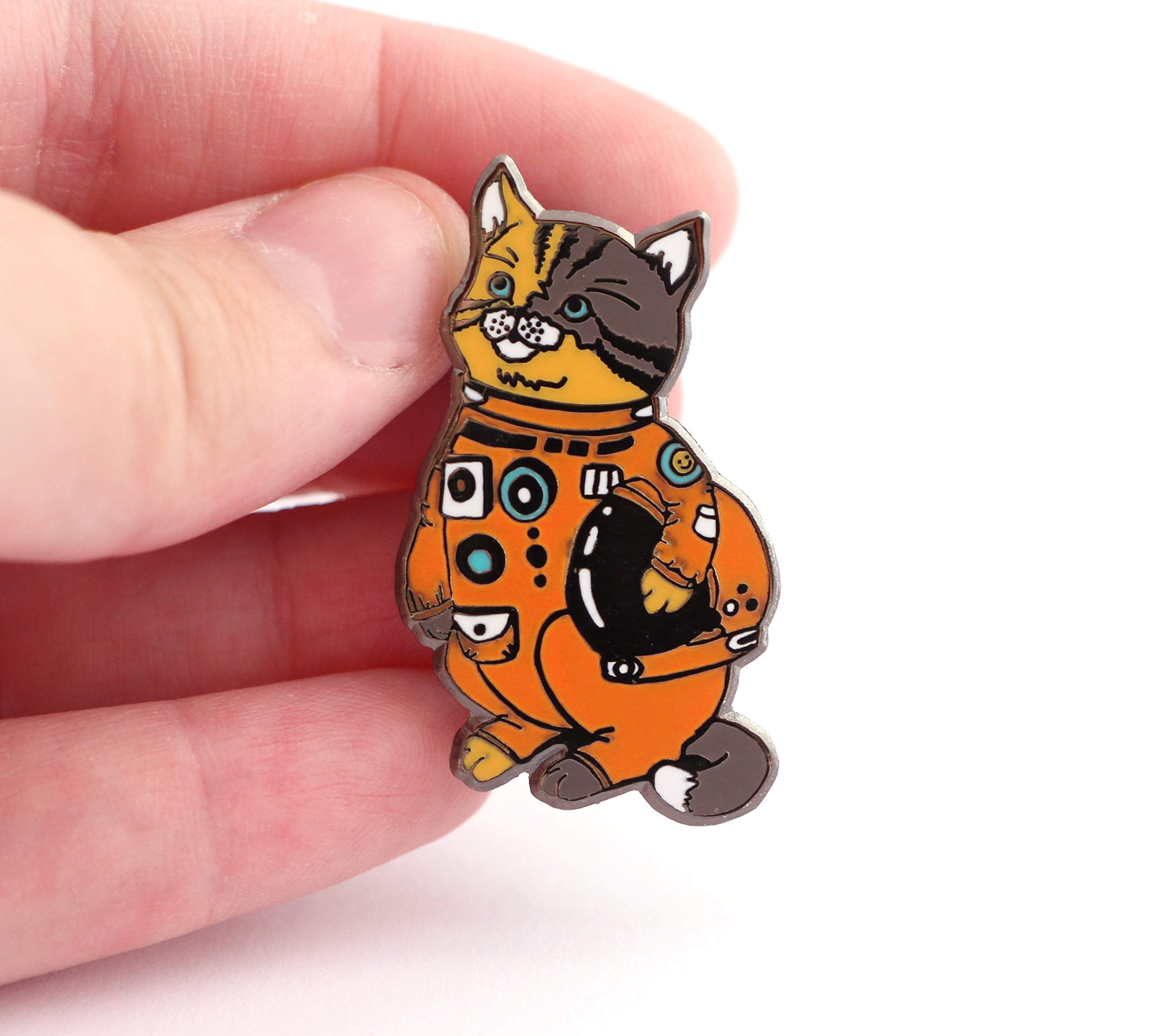 Astronaut Cat Enamel Pin - Cute Kitty in Space Suit Holding Helmet - Unique Collectible for Cat Lovers - Perfect for Backpacks, Jackets & Gifts