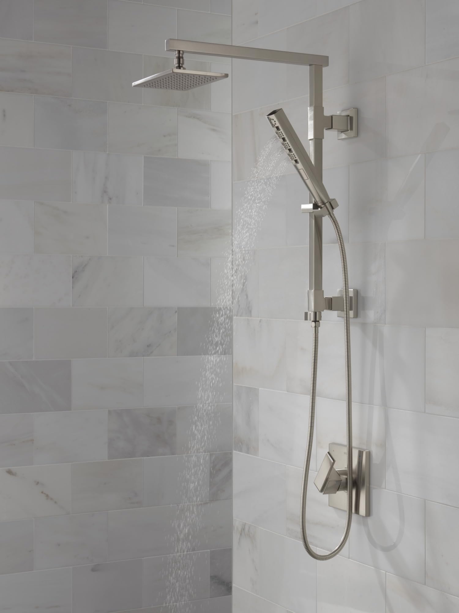 Delta Faucet Tetra H2Okinetic Handheld Shower Head with Lumicoat Stainless Finish - Brushed Nickel Detachable Shower Head for Bathroom & Spa Experience | 59140-SS-PR