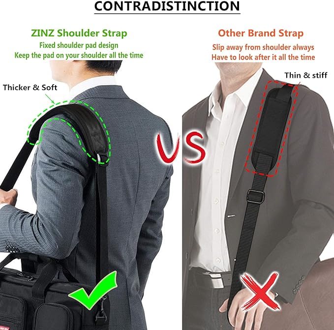 ZINZ Padded Adjustable Shoulder Strap Replacement for Handbags, Totes & Messenger Bags - Comfortable & Durable Bag Strap for Women & Men - Perfect for Work, Travel & Daily Use