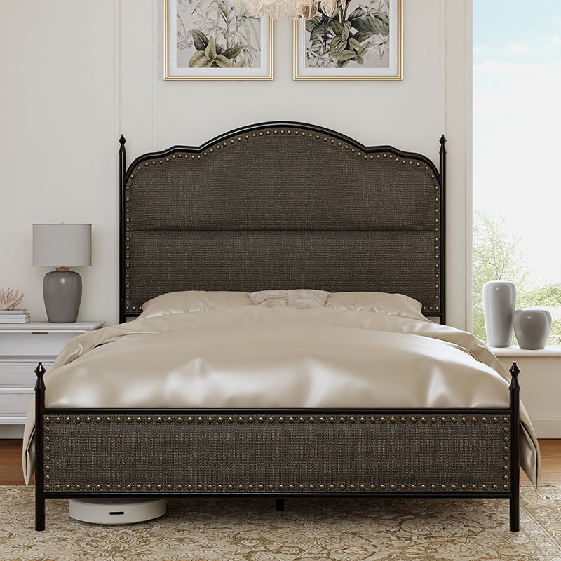 Ernesto 61 Industrial King & Queen Size Platform Bed Frame - Modern Metal & Wood Design for Bedroom, Guest Room, Loft or Studio Apartment