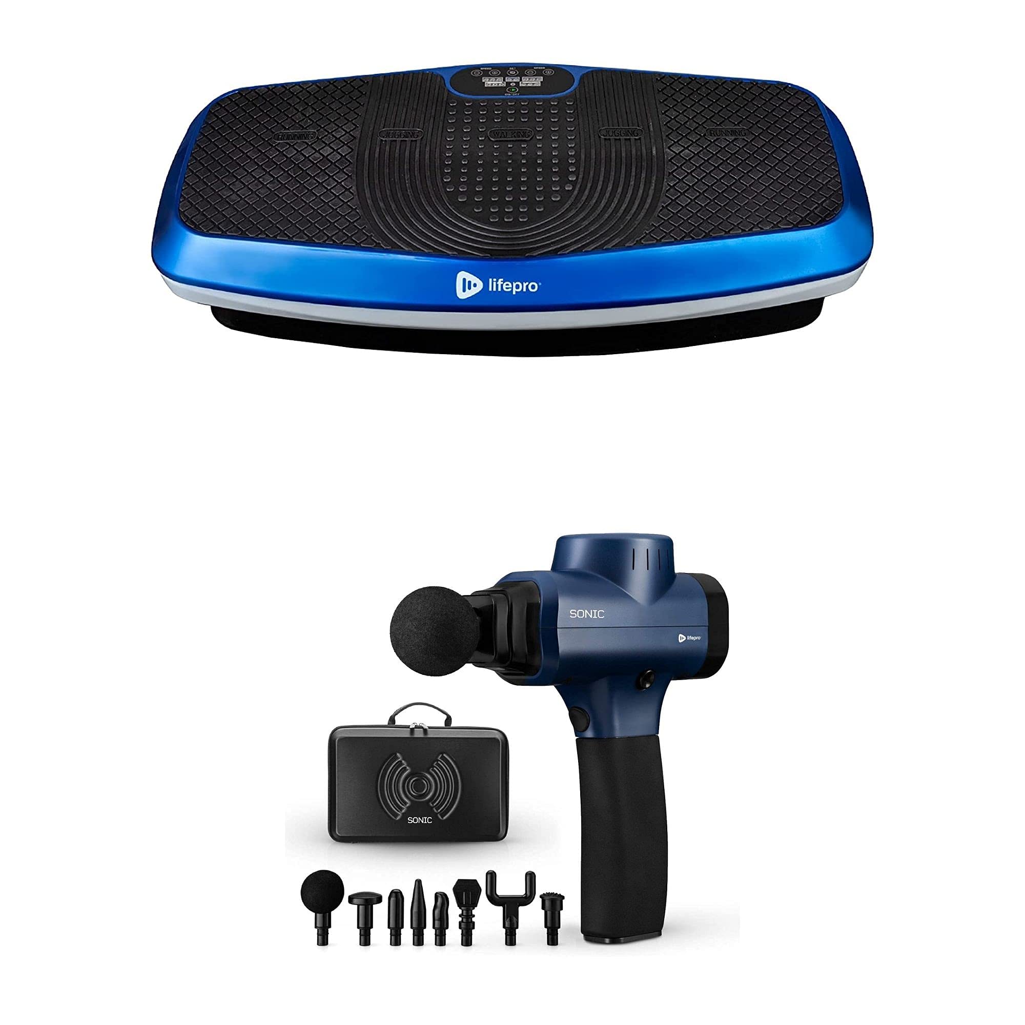 LifePro Hovert 3D Vibration Plate Machine & Percussion Massage Gun Set - Full Body Workout & Muscle Recovery for Home Gym, Fitness, and Pain Relief