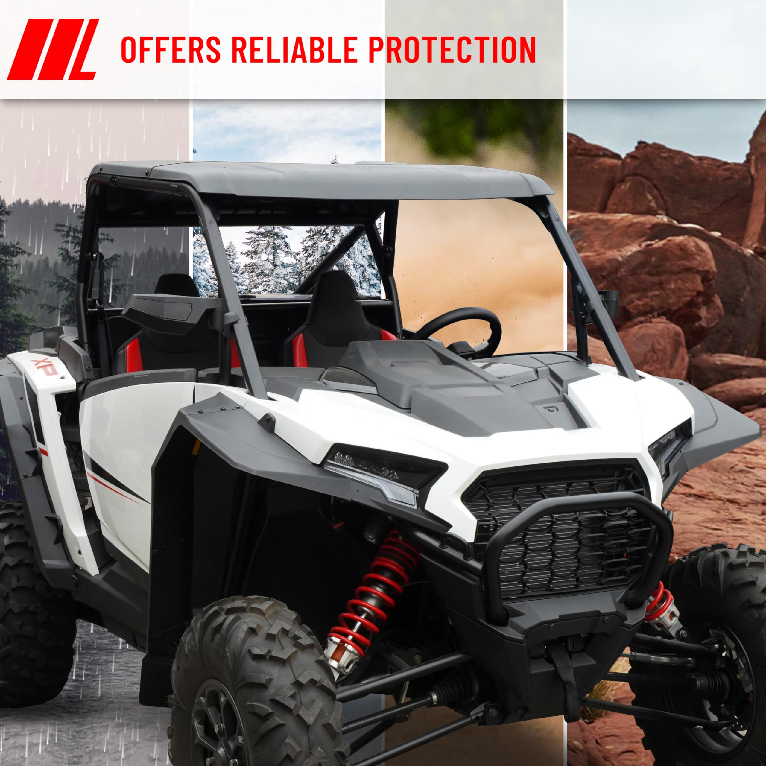 2024-2025 Polaris RZR XP 1000 Hard Plastic Roof Top - 3-Piece Dustproof Poly Roof with Sun Visor | Off-Road Accessories for UTV & Side-by-Side | Perfect for Desert, Trail & Mud Riding (Part# 2884553)