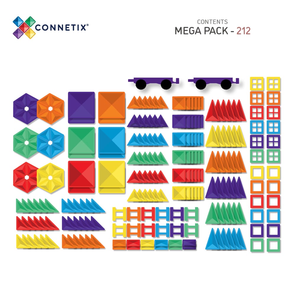 Connetix Magnetic Tiles 212-Piece Rainbow Mega Pack - STEM Educational Building Toys for Kids, Perfect for Creative Play & Learning at Home or School