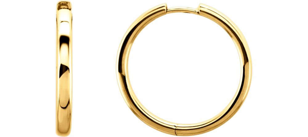 Jewels By Lux 14K Yellow Gold 24mm Hinged Hoop Earrings for Women - Elegant Everyday & Special Occasion Jewelry