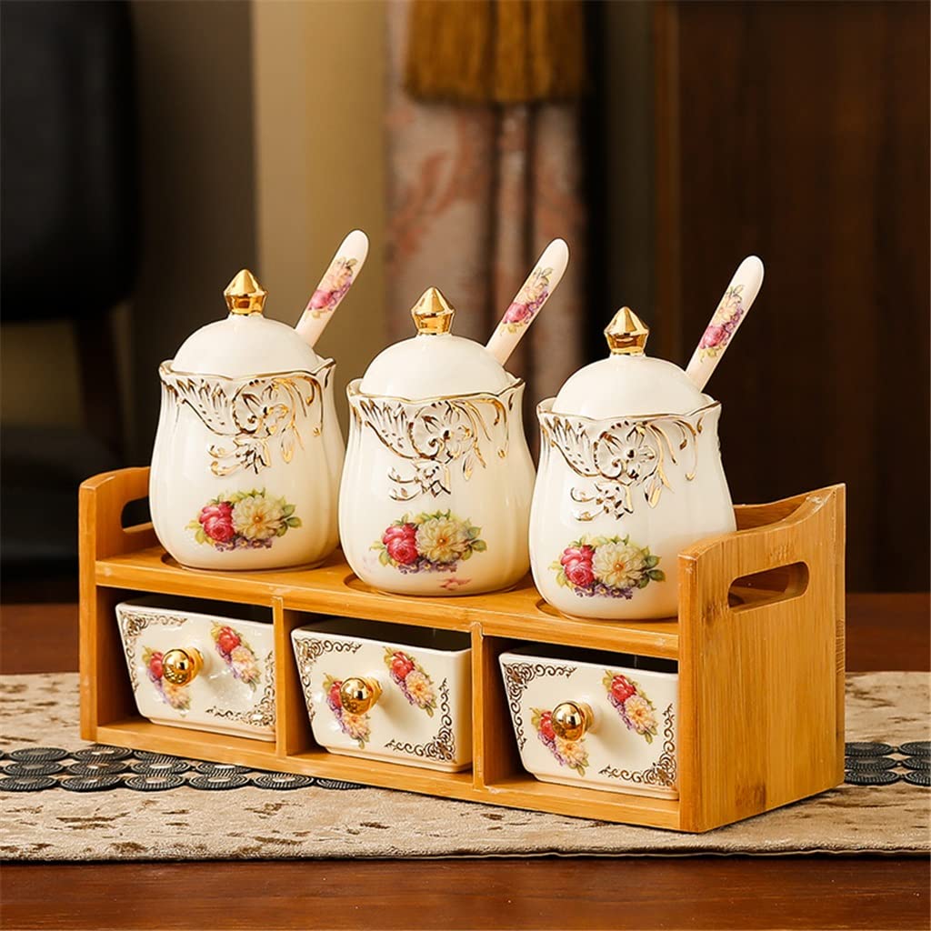 Ceramic Coffee Storage Jar with Spoon - Airtight Kitchen Oil Spray, Sugar, Seasoning Holder - Perfect for Coffee, Tea, Baking & Spice Organization (Color: A, Size: Style-1)