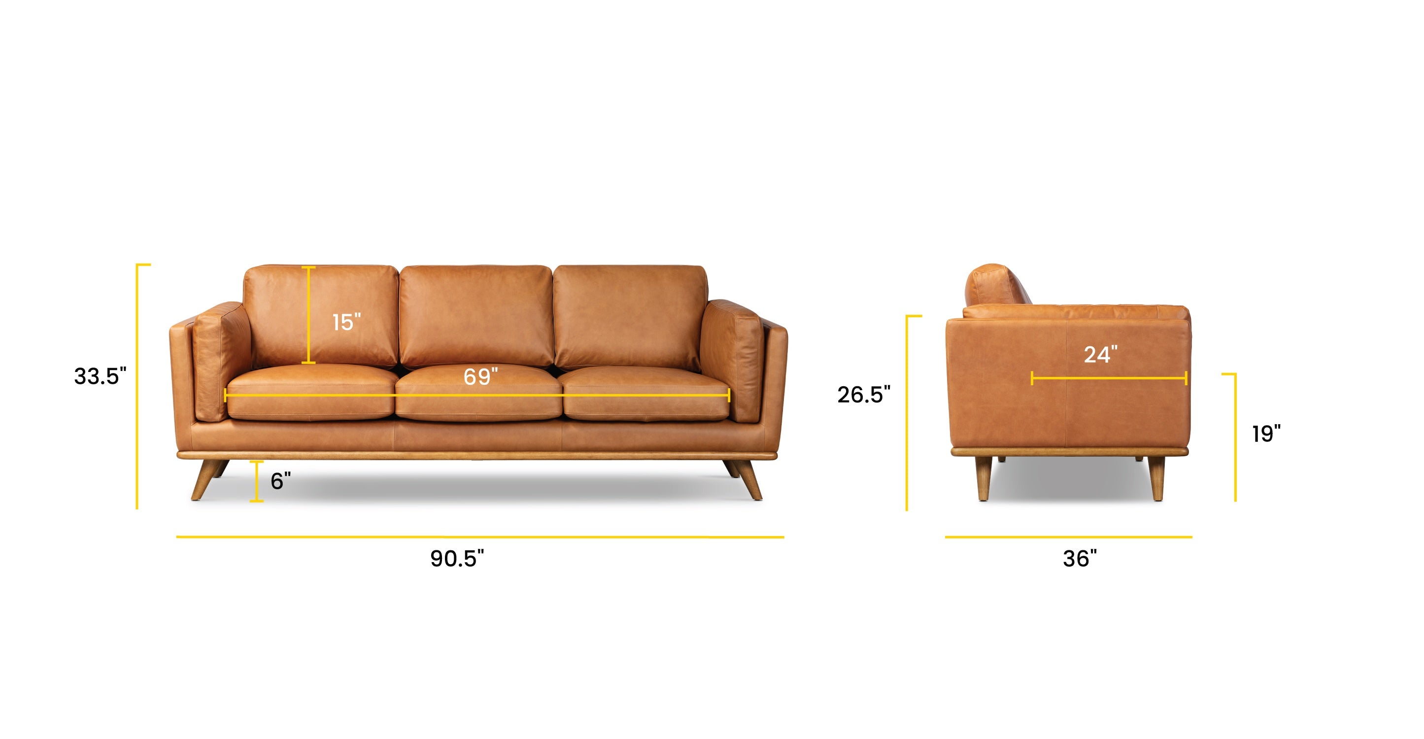 Cadiz Sofa - Modern 3-Seater Fabric Couch for Living Room, Comfortable and Stylish Home Furniture for Relaxing & Entertaining Guests