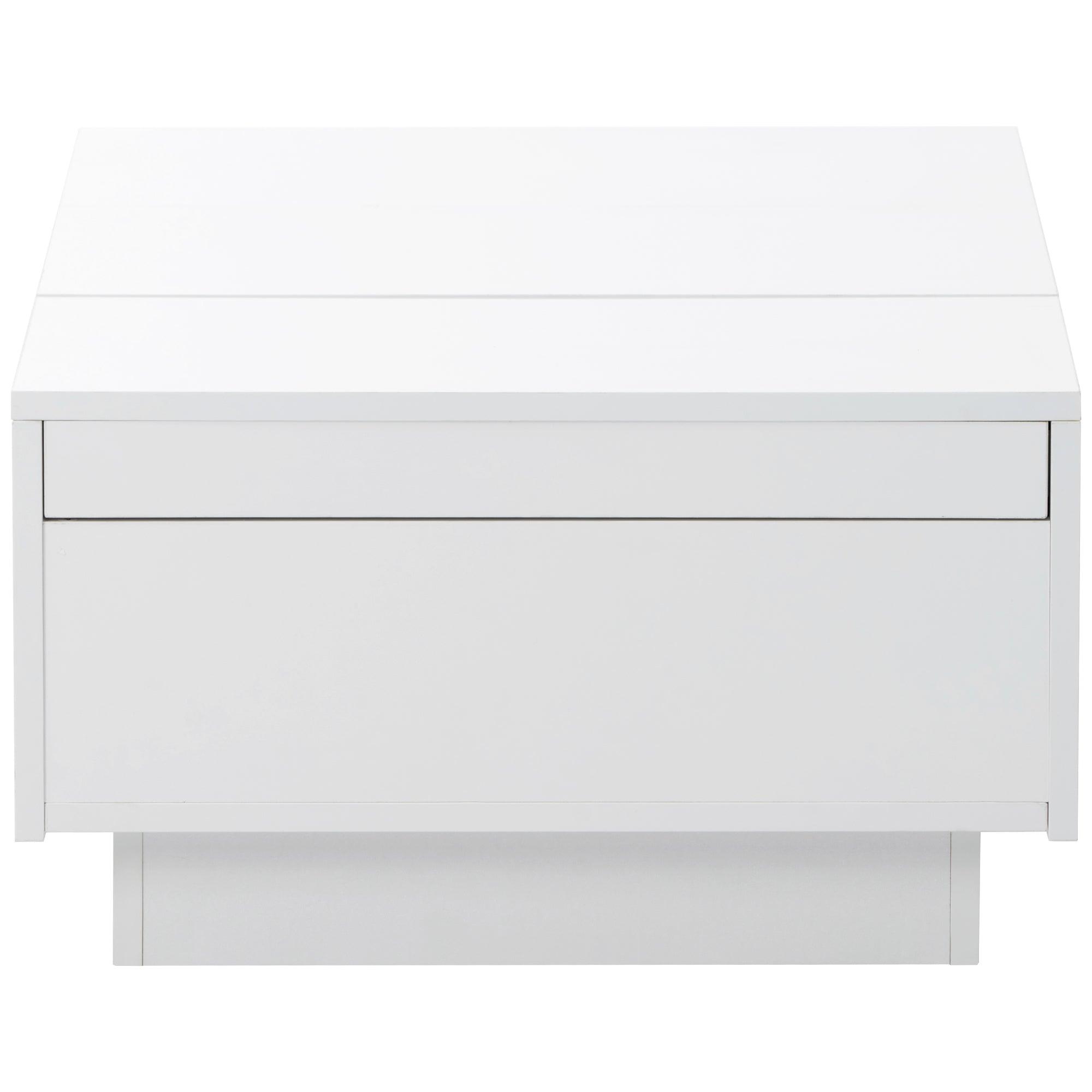 White Extendable Coffee Table with 2 Large Hidden Storage Compartments & 2 Drawers - High Gloss Center Table with Sliding Top for Living Room (39.3