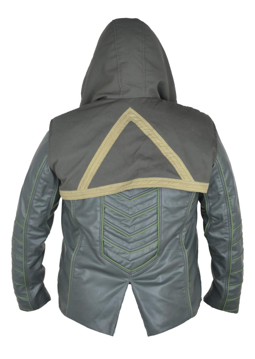 Classyak Men's Genuine Leather Arrow Green Jacket - Stylish Hoodie Design for Casual Wear & Outdoor Adventures | Perfect for Street Fashion, Fall Layering & Motorcycle Riding