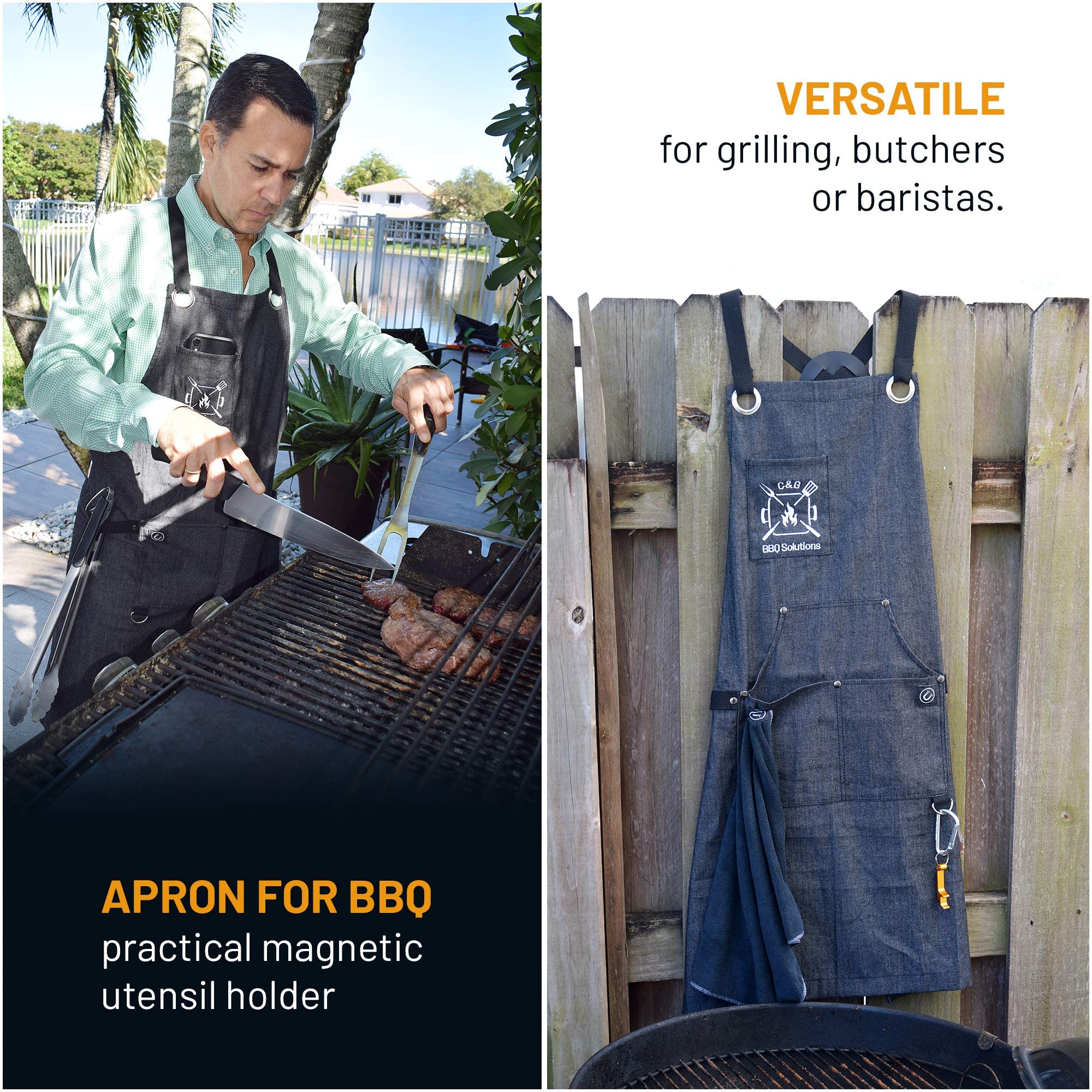 Professional Kitchen Chef Apron for Men & Women with Pockets - Durable Cooking, BBQ & Grill Apron for Chefs, Servers & Home Cooks | Perfect for Restaurants, Outdoor Grilling & Culinary Classes