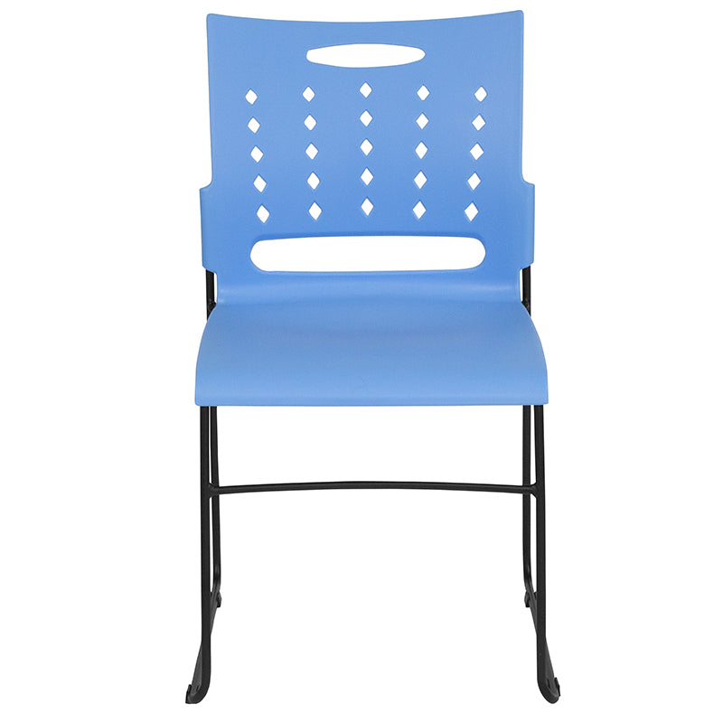 FLASH HERCULES Series 881 lb Capacity Black Sled Base Stackable Chair with Air Vent Back - Heavy Duty Folding Chairs for Events, Banquets, and Conference Rooms