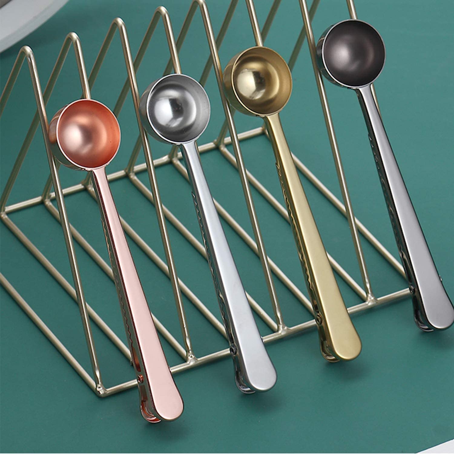 Premium Stainless Steel Coffee Scoop with Long Handle & Sealing Clip - Perfect for Measuring Coffee, Tea, Protein Powder & Instant Drinks - Ideal Kitchen Tool for Home Baristas & Food Storage